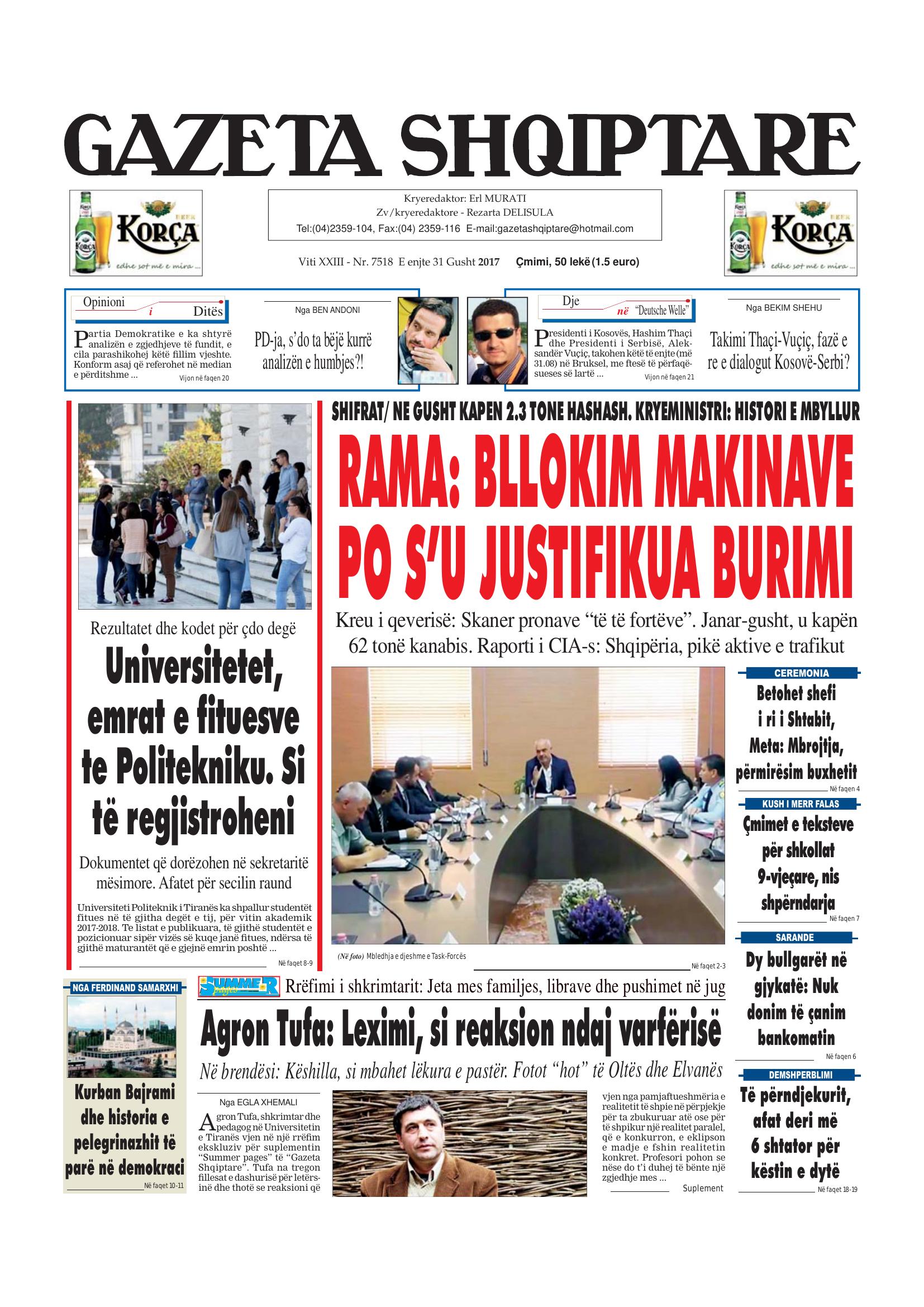 Gazeta Shqiptare 2017-08-31