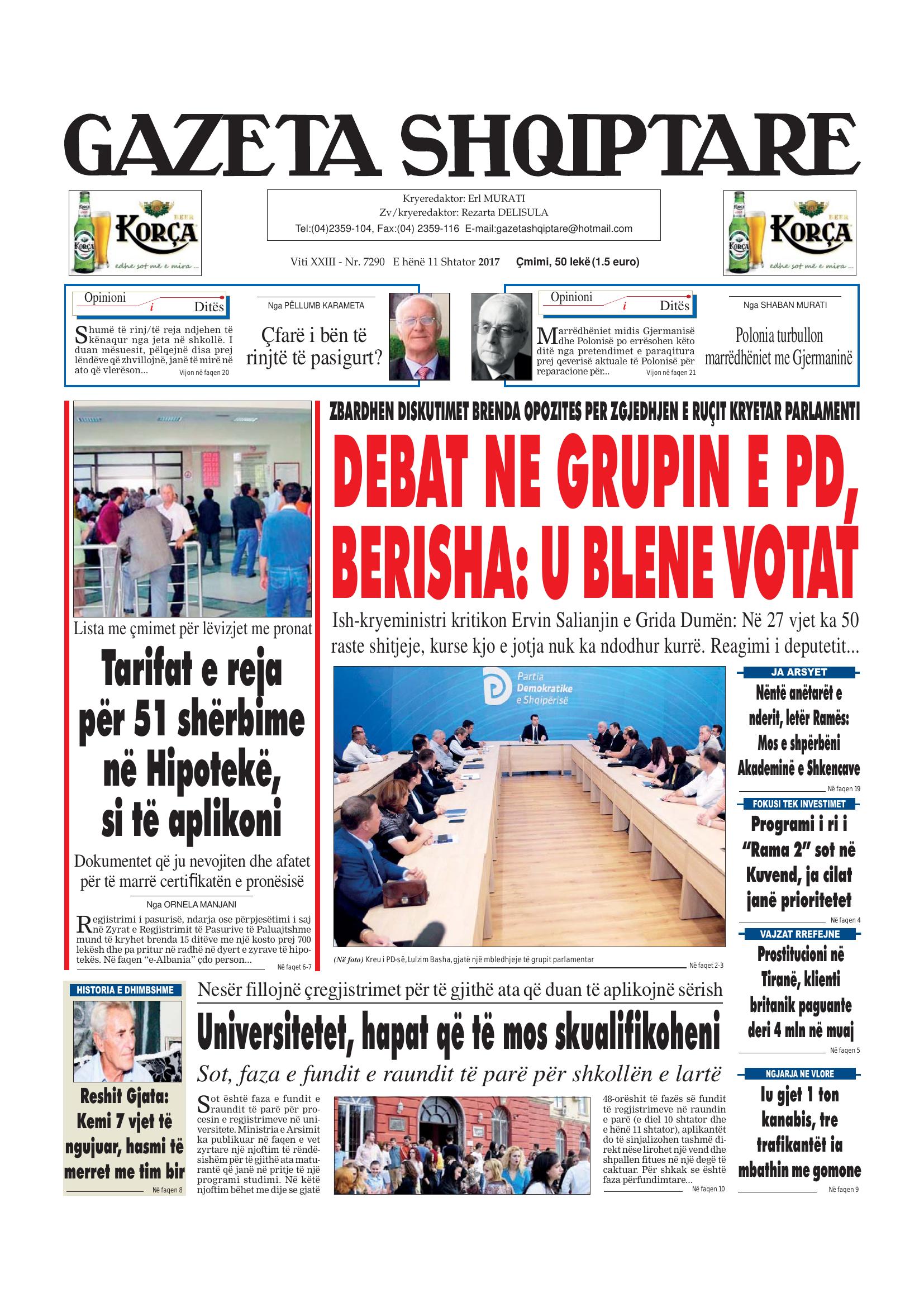 Gazeta Shqiptare 2017-09-11