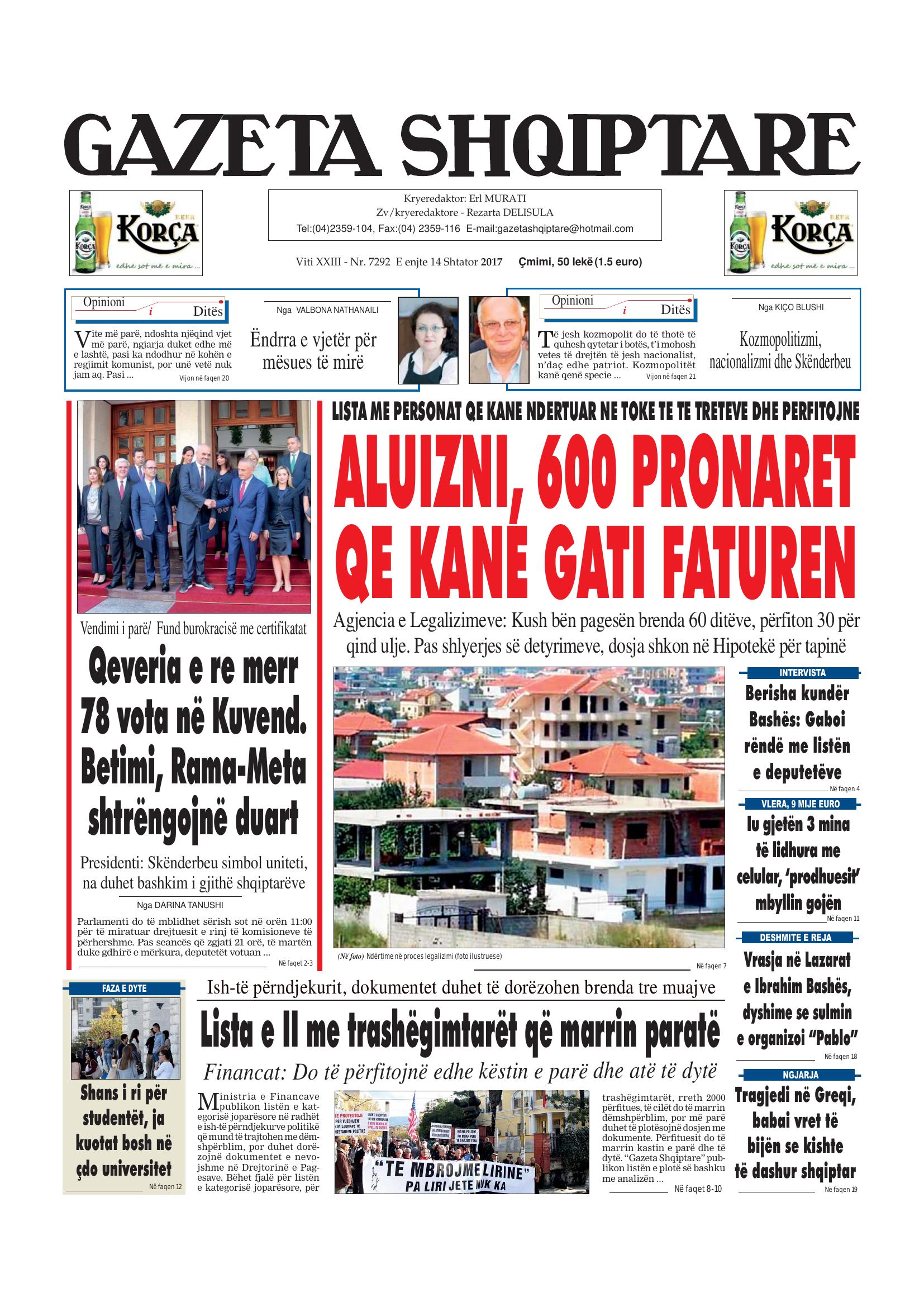 Gazeta Shqiptare 2017-09-14