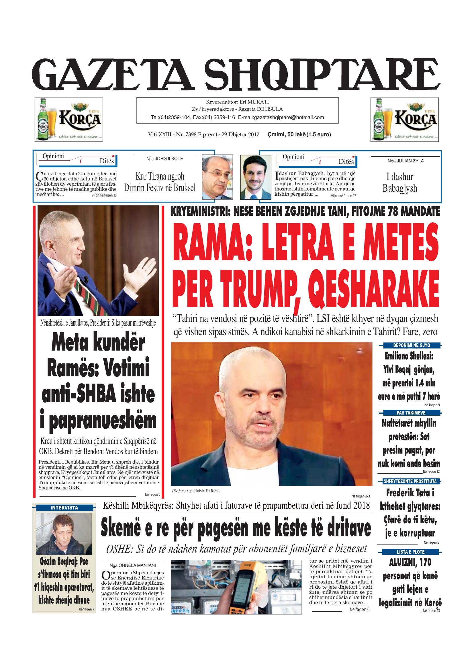 Gazeta Shqiptare 2017-12-29