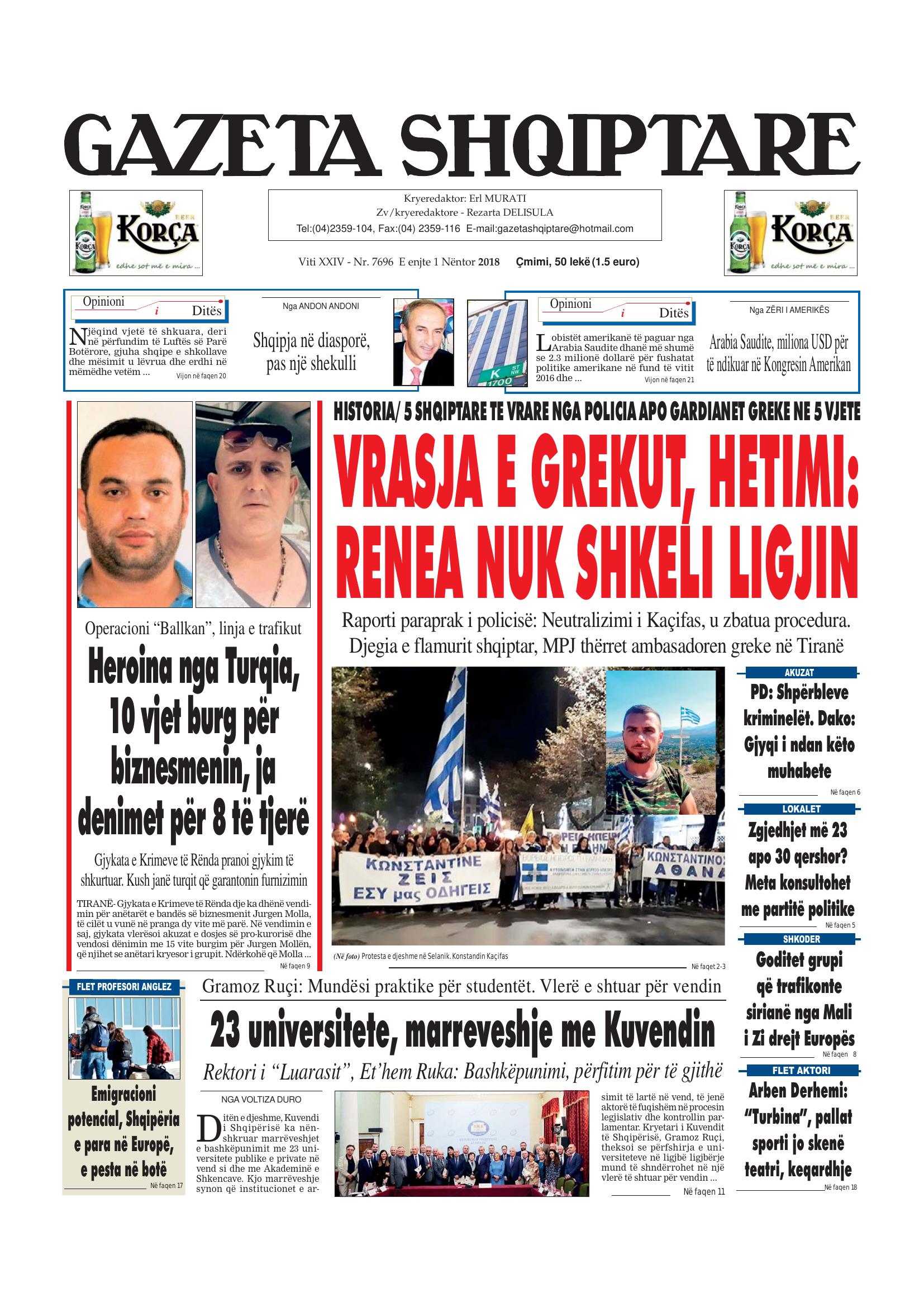 Gazeta Shqiptare 2018-11-01