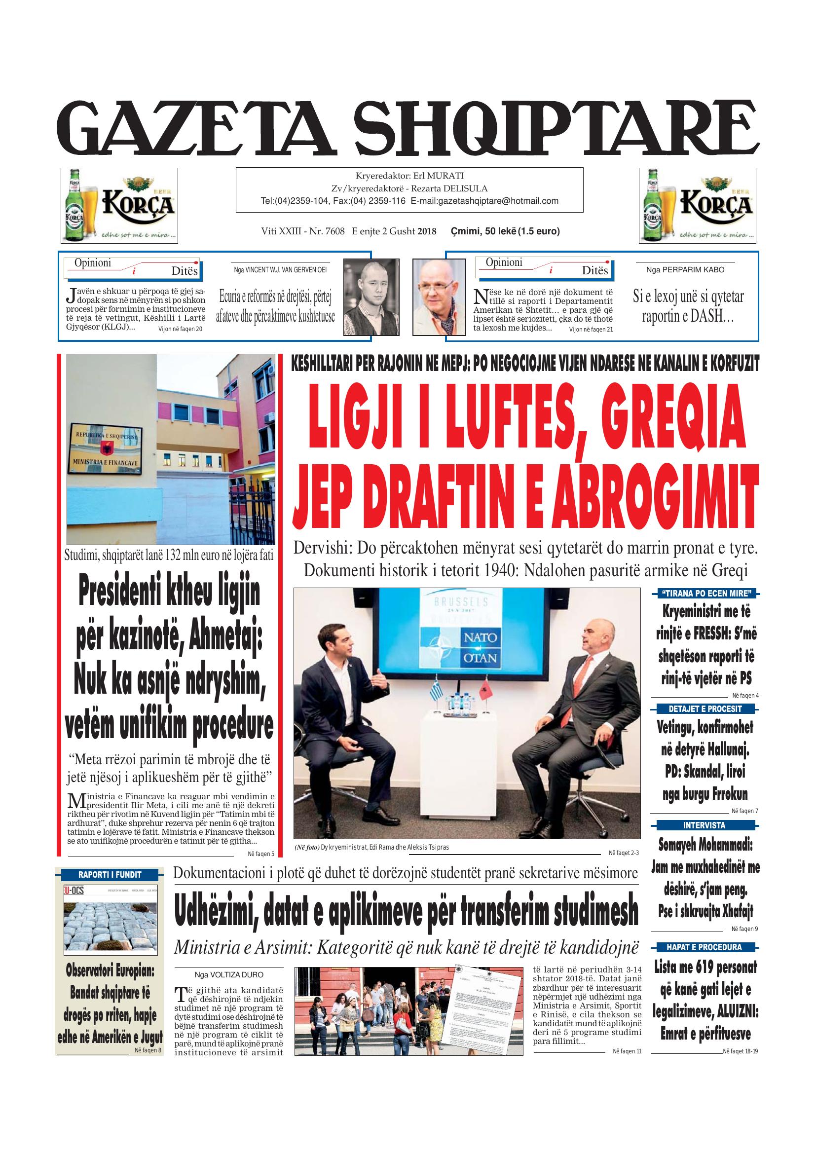 Gazeta Shqiptare 2018-08-02