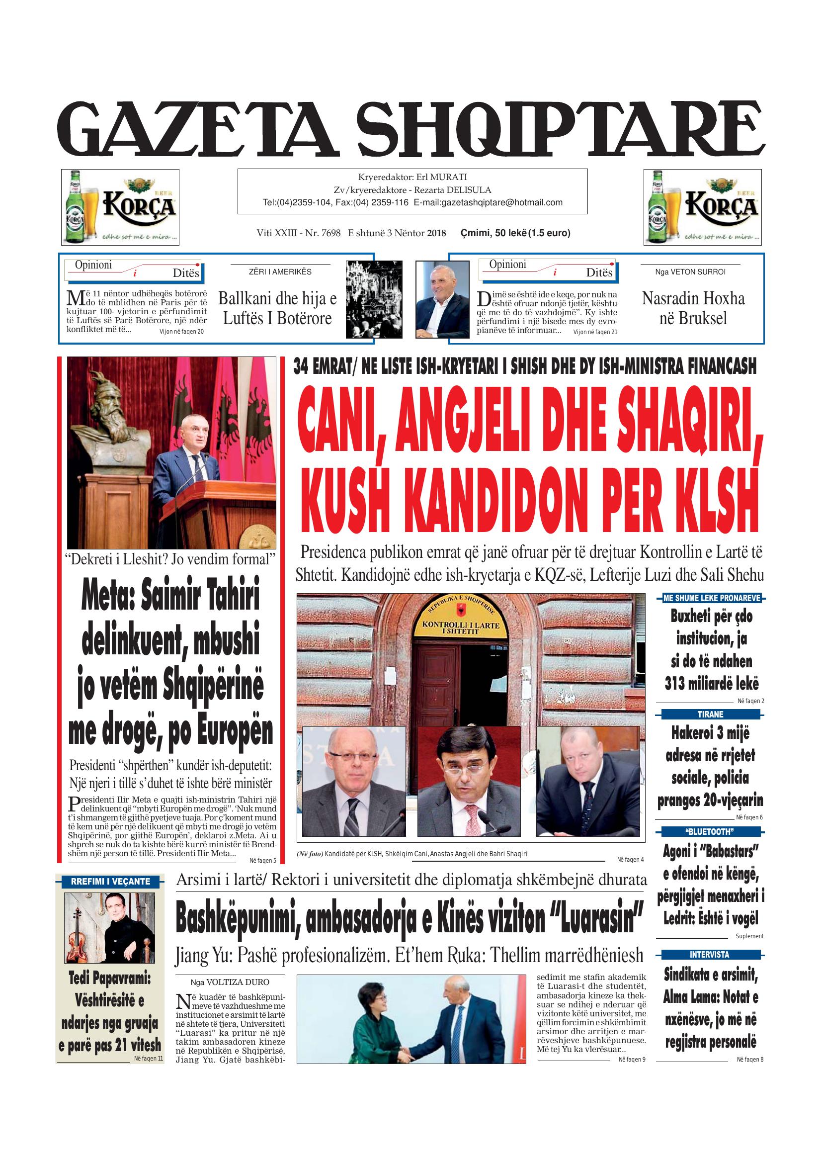 Gazeta Shqiptare 2018-11-03