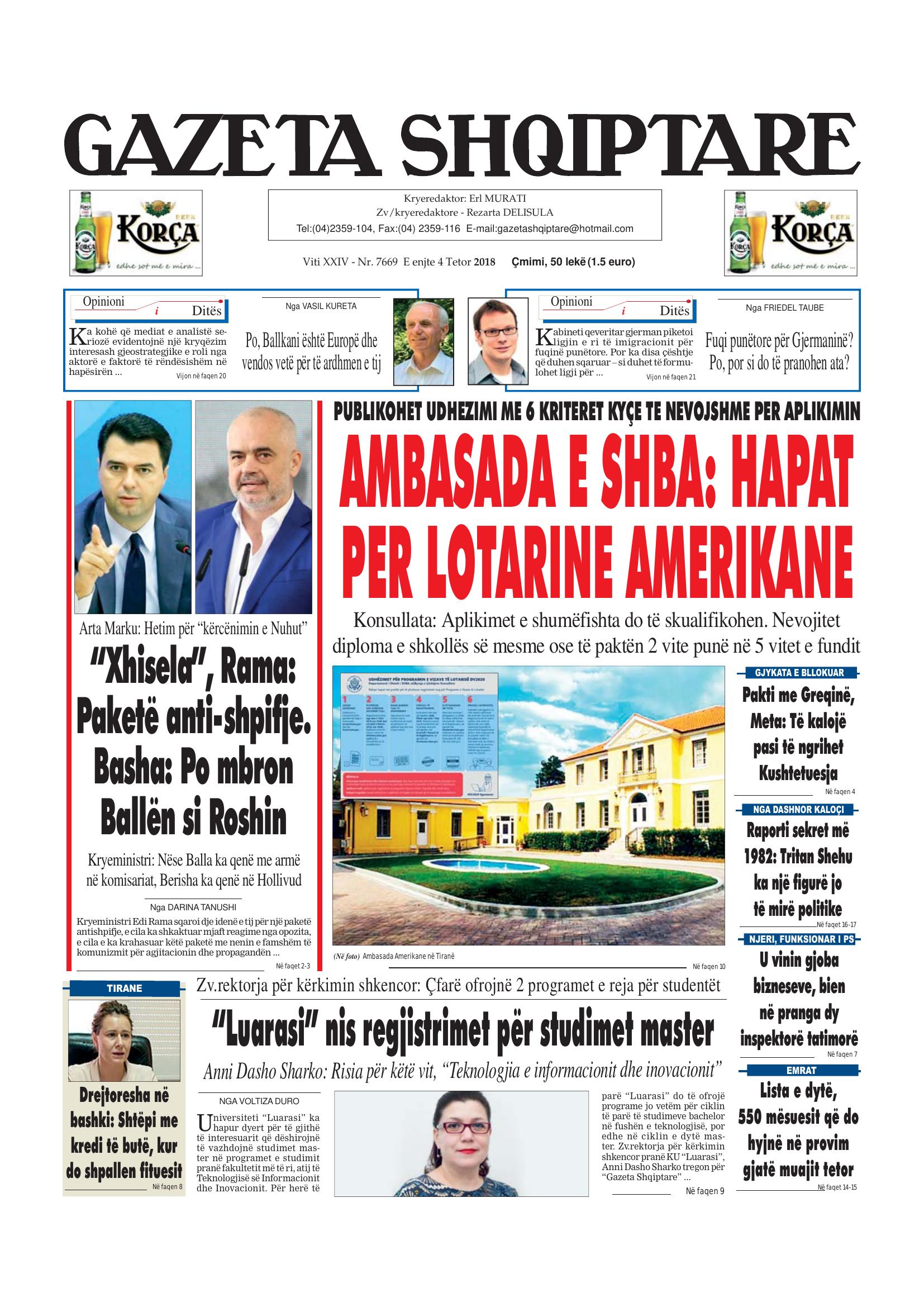 Gazeta Shqiptare 2018-10-04