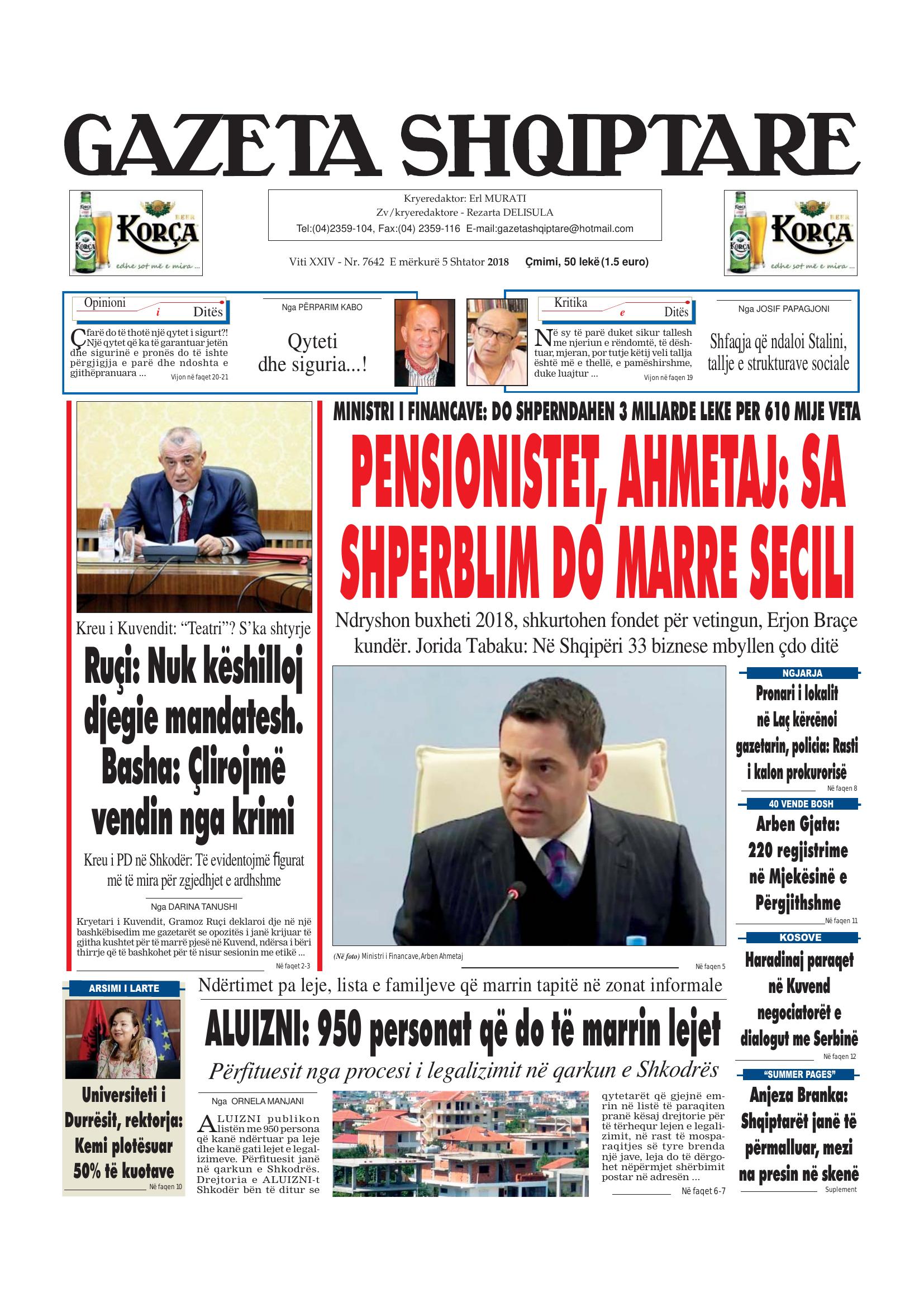 Gazeta Shqiptare 2018-09-05