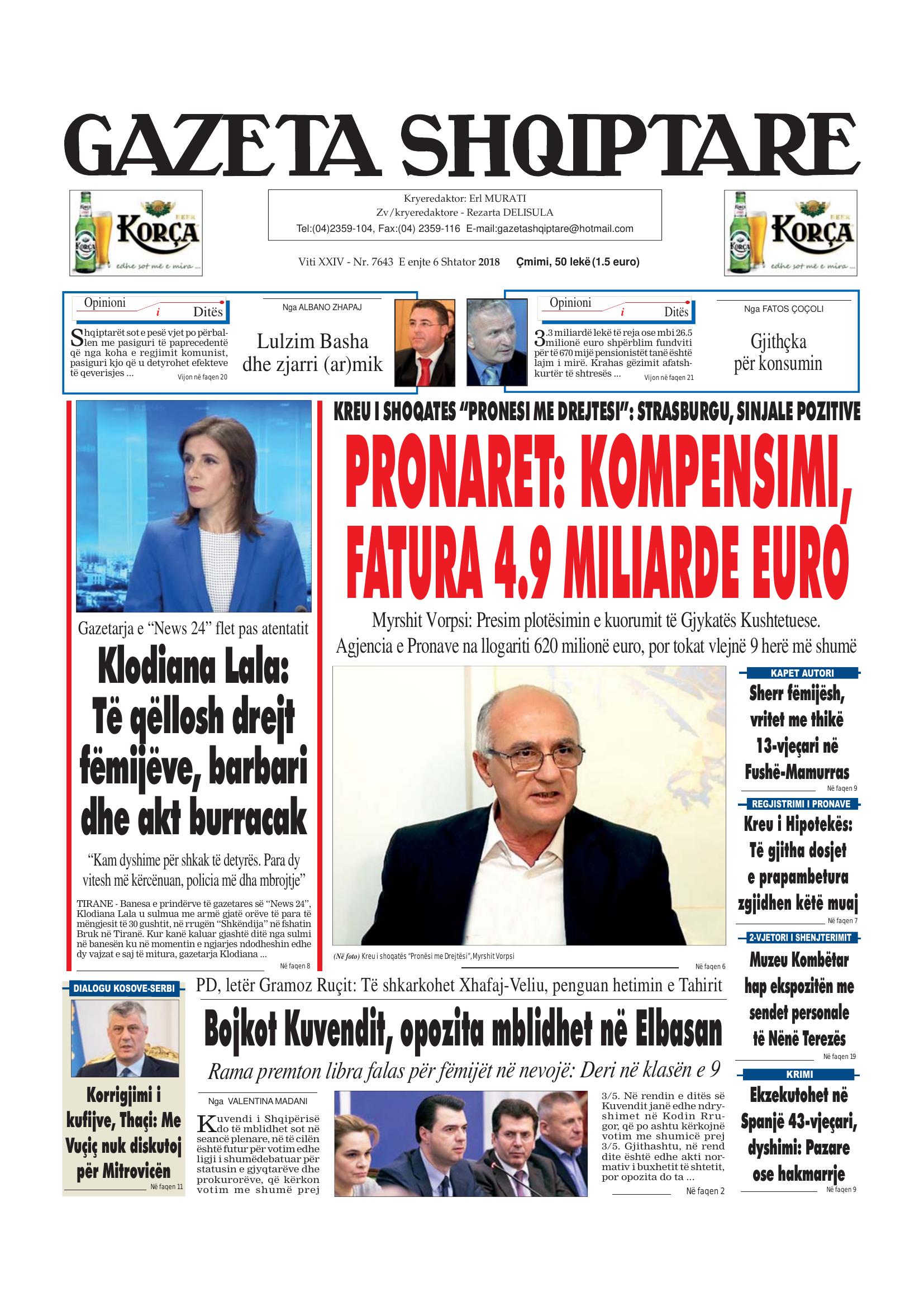 Gazeta Shqiptare 2018-09-06