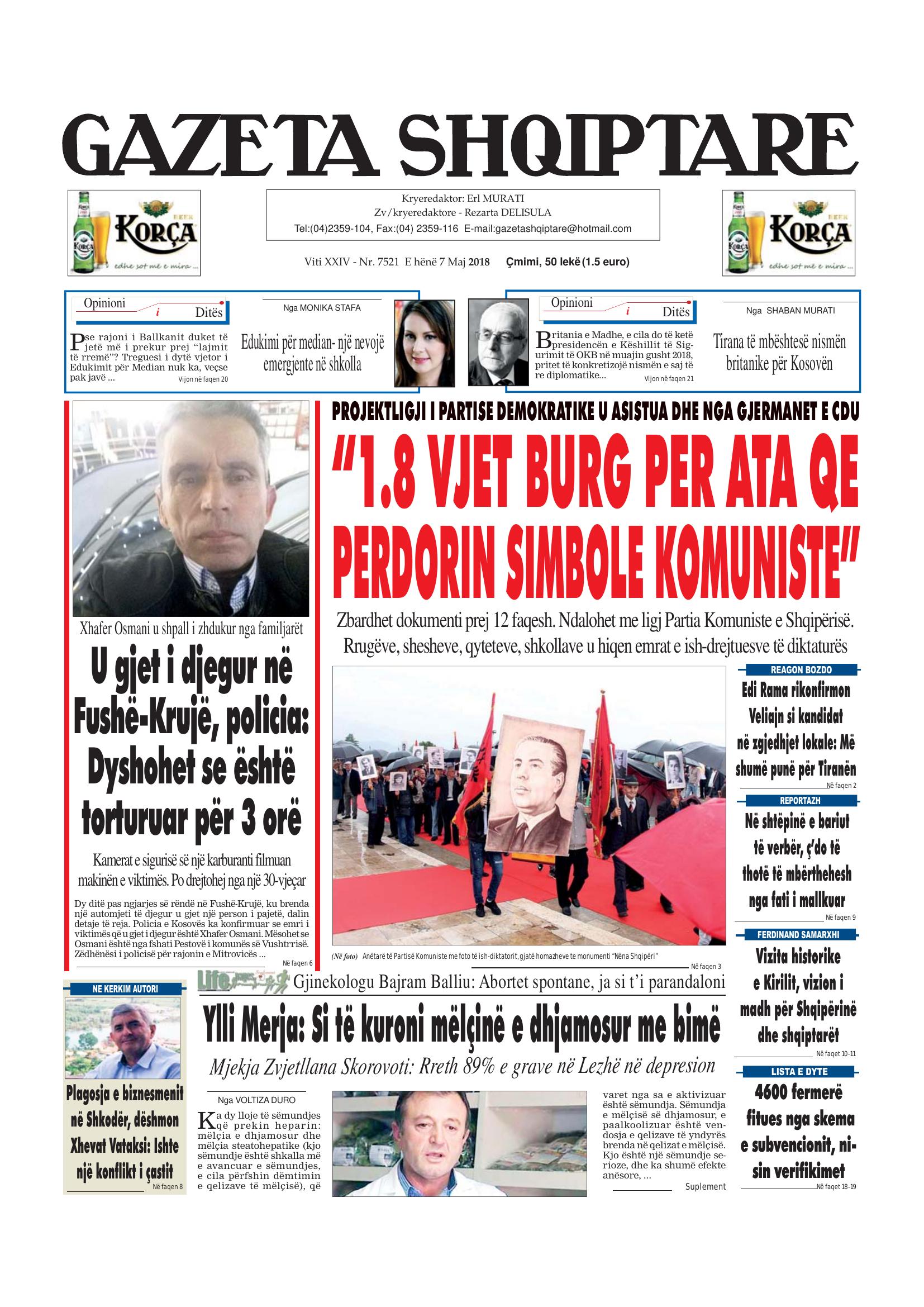 Gazeta Shqiptare 2018-05-07
