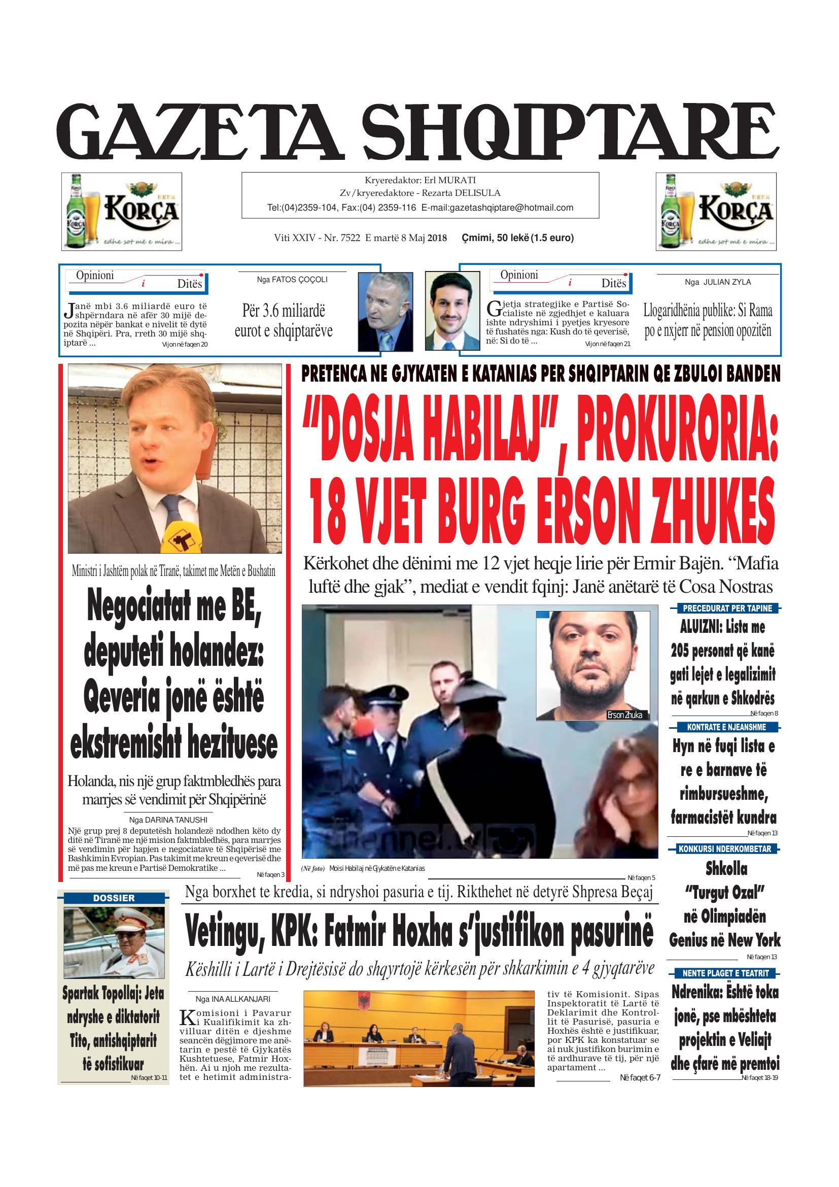 Gazeta Shqiptare 2018-05-08