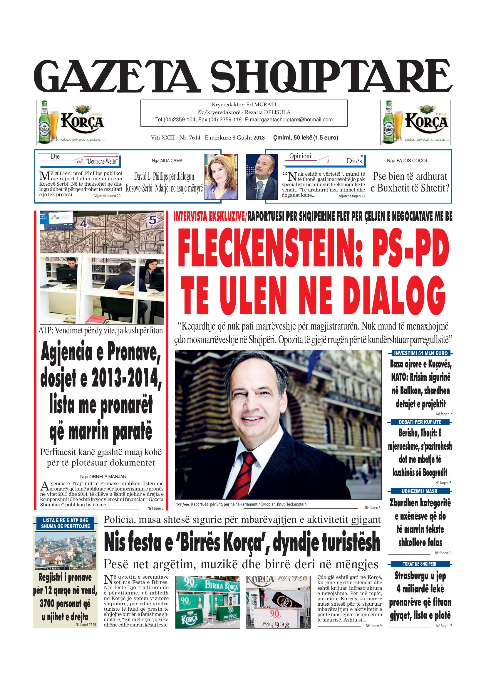 Gazeta Shqiptare 2018-08-08