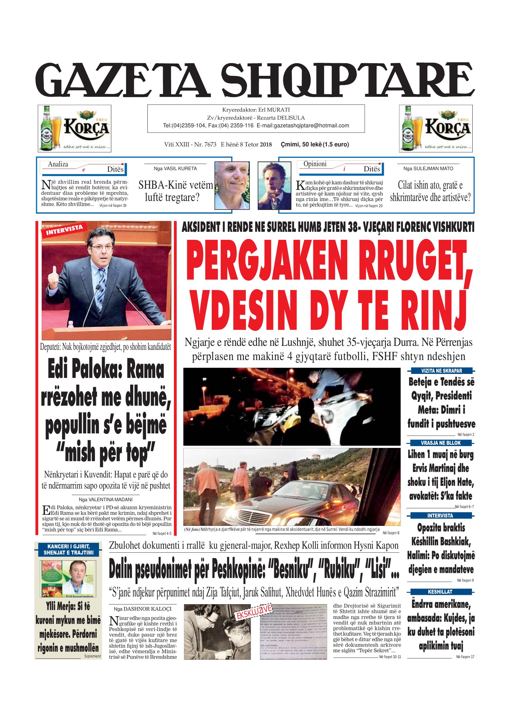 Gazeta Shqiptare 2018-10-08
