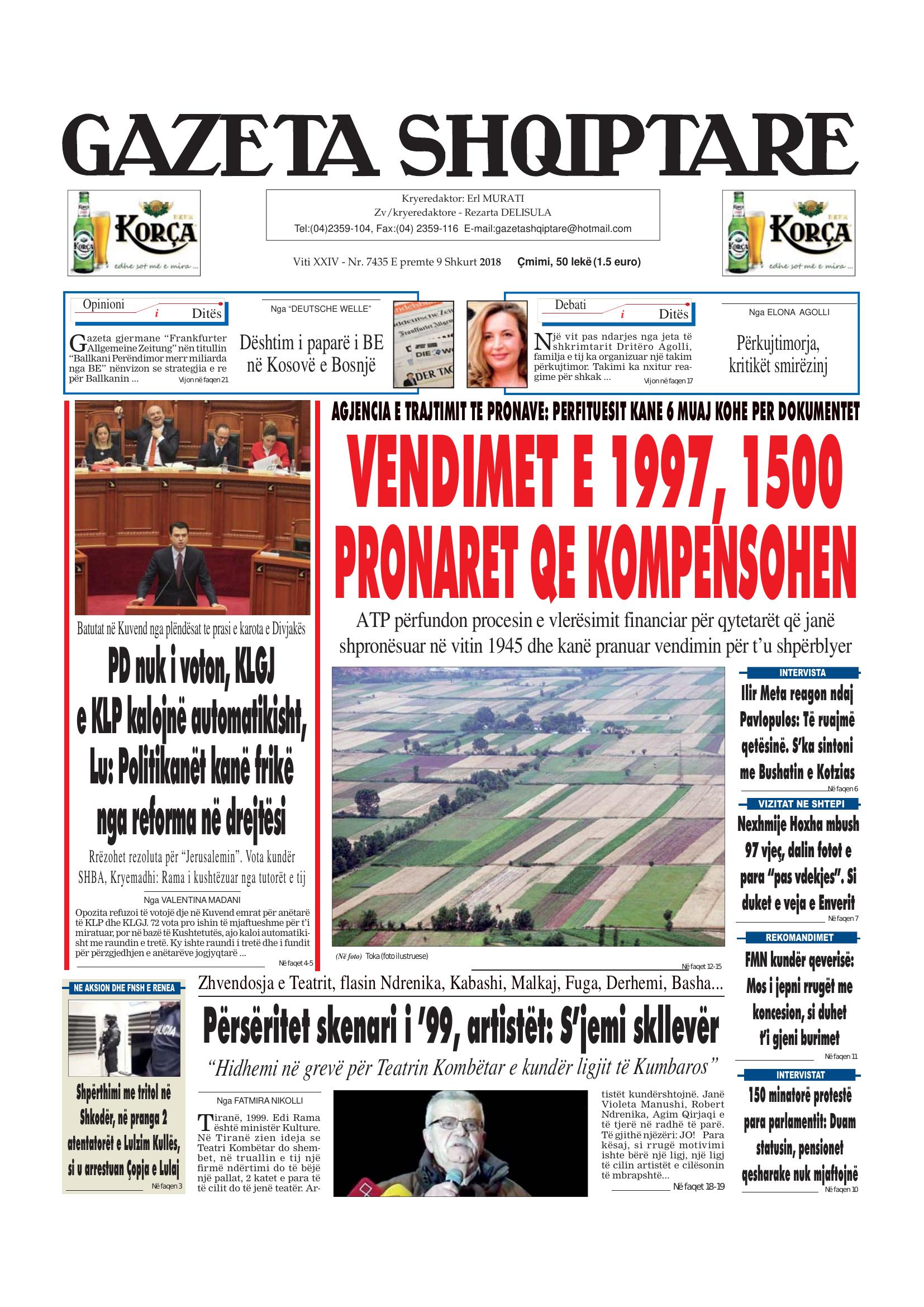 Gazeta Shqiptare 2018-02-09