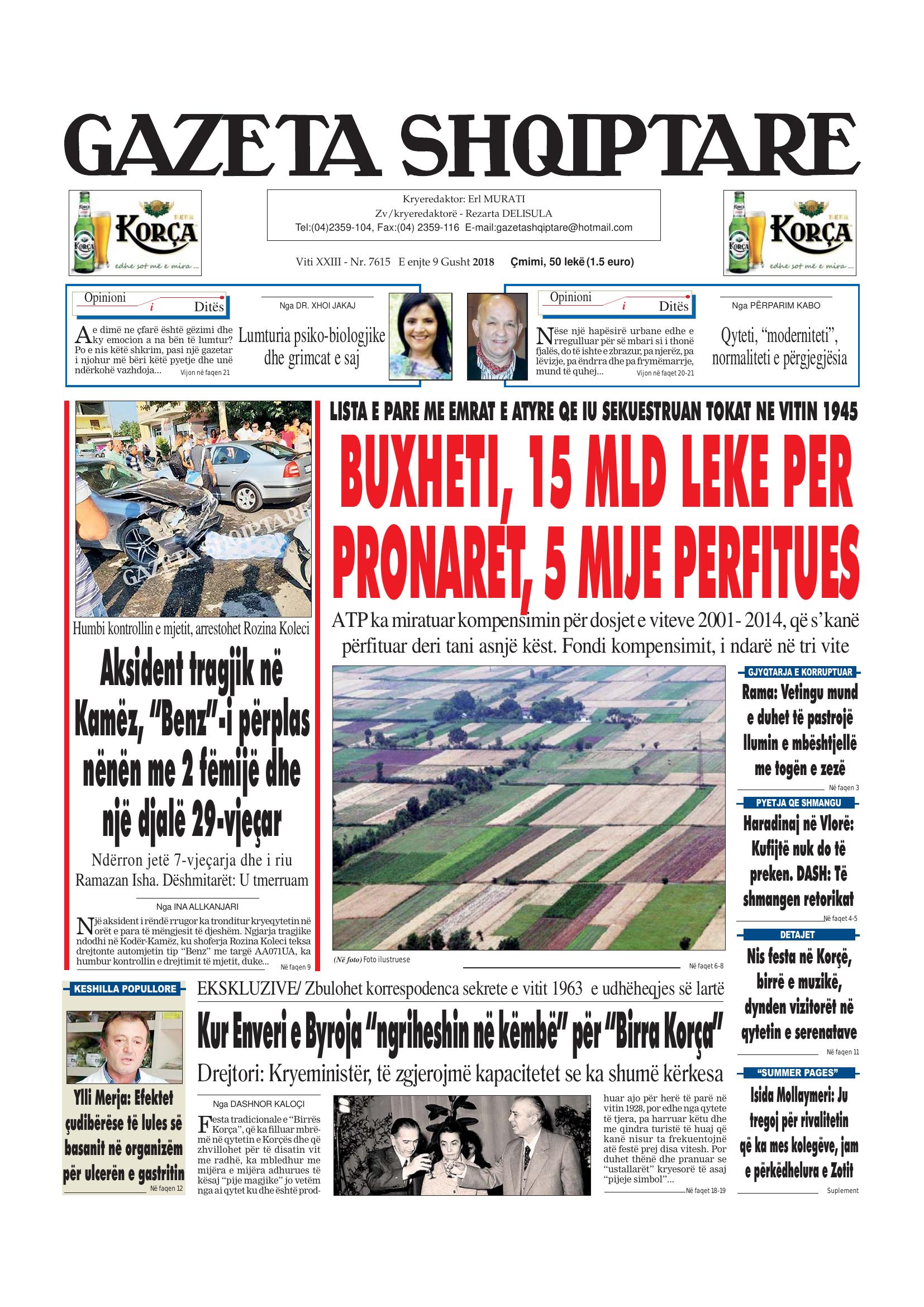 Gazeta Shqiptare 2018-08-09