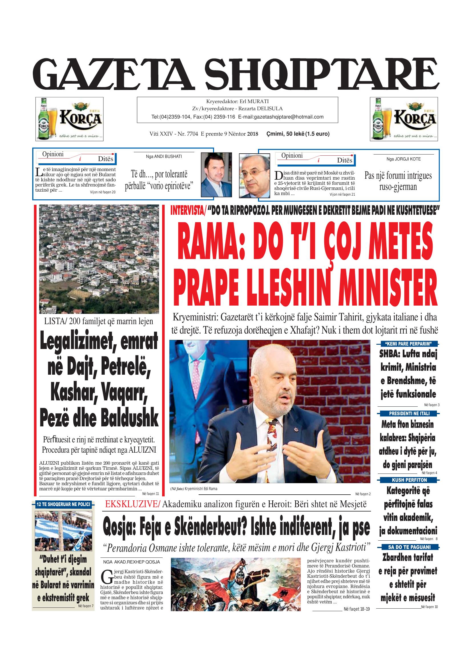 Gazeta Shqiptare 2018-11-09