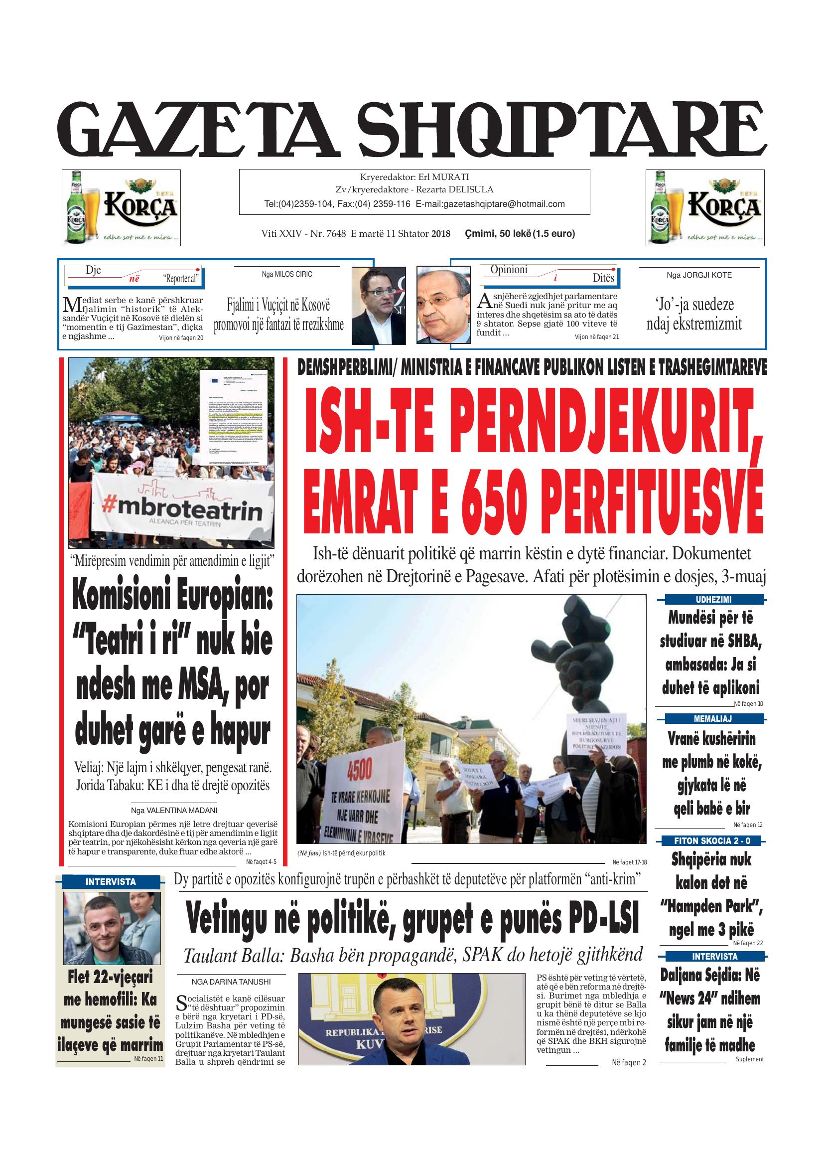 Gazeta Shqiptare 2018-09-11