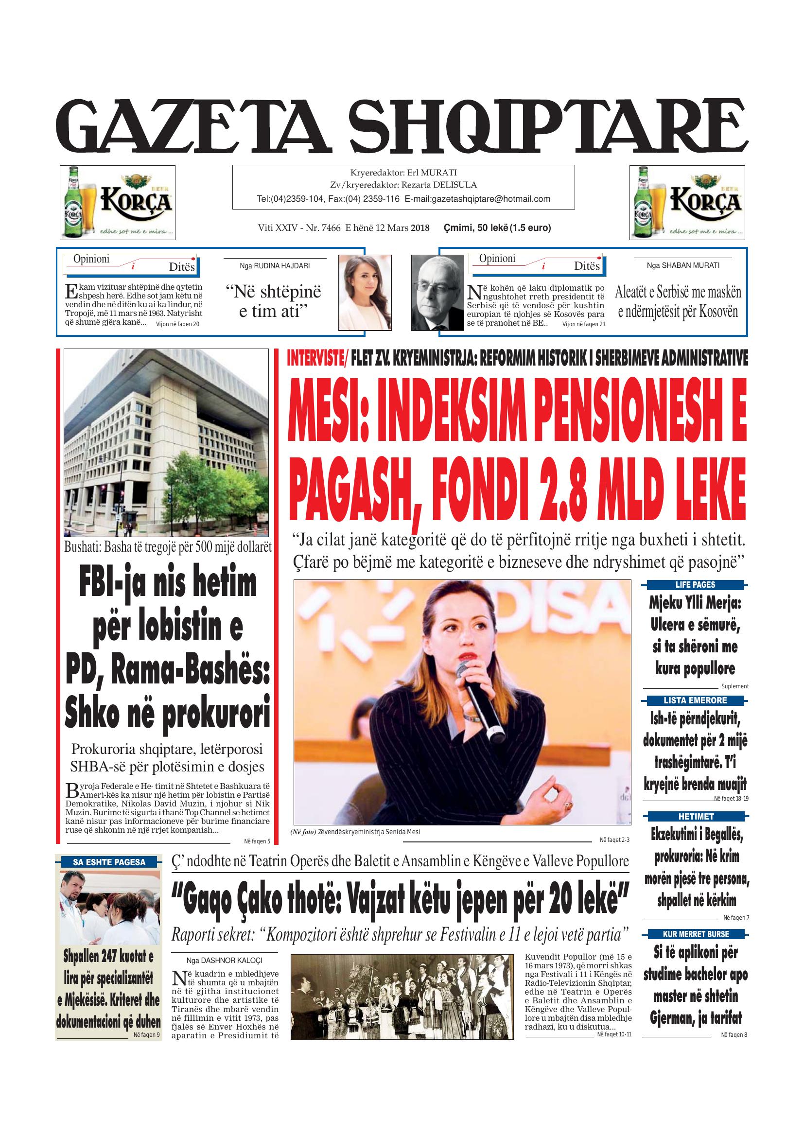Gazeta Shqiptare 2018-03-12