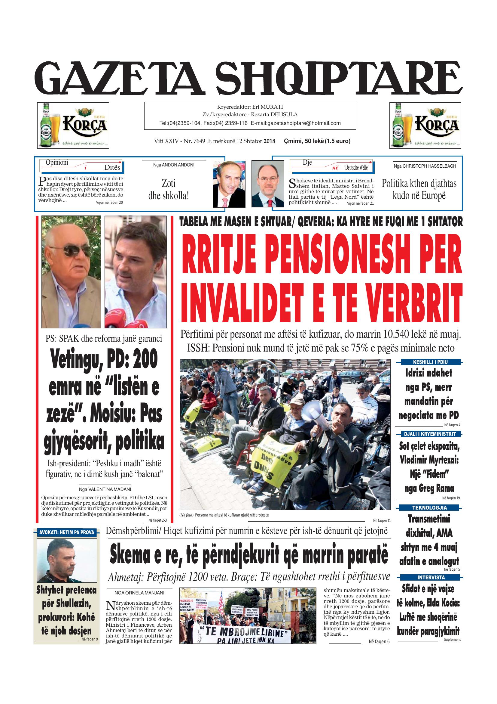 Gazeta Shqiptare 2018-09-12