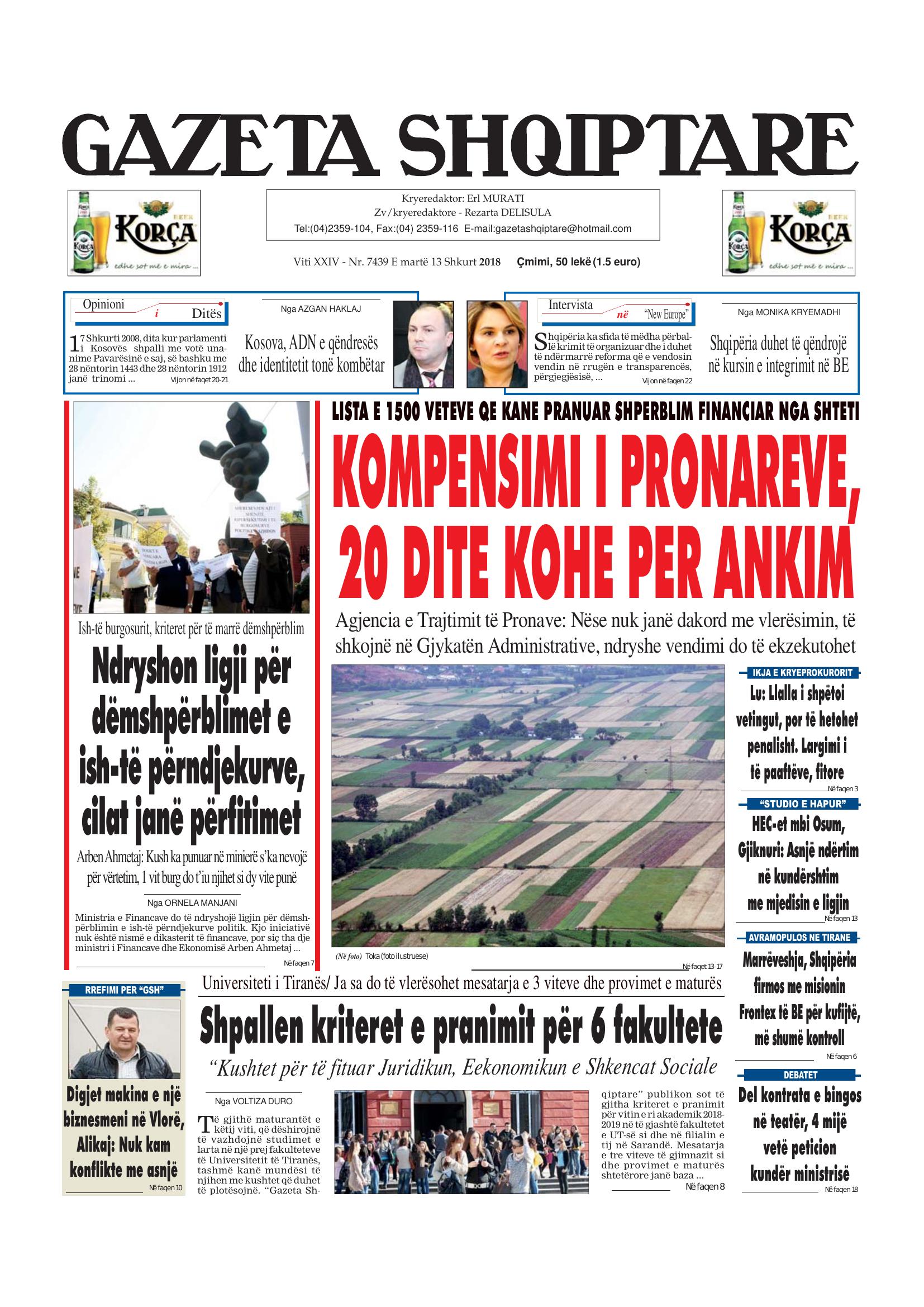 Gazeta Shqiptare 2018-02-13