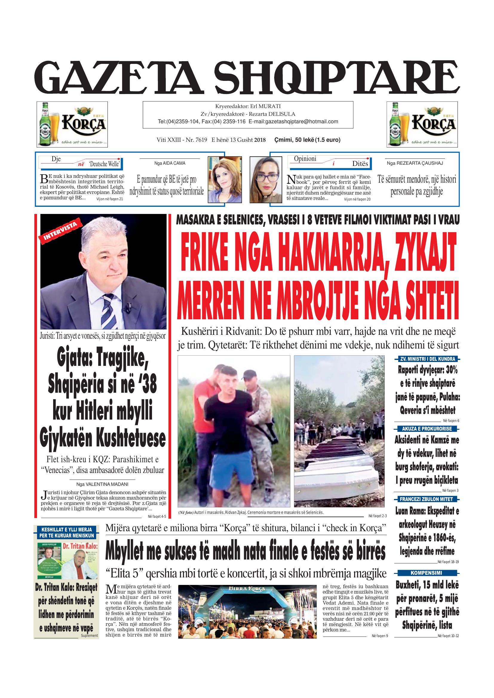 Gazeta Shqiptare 2018-08-13