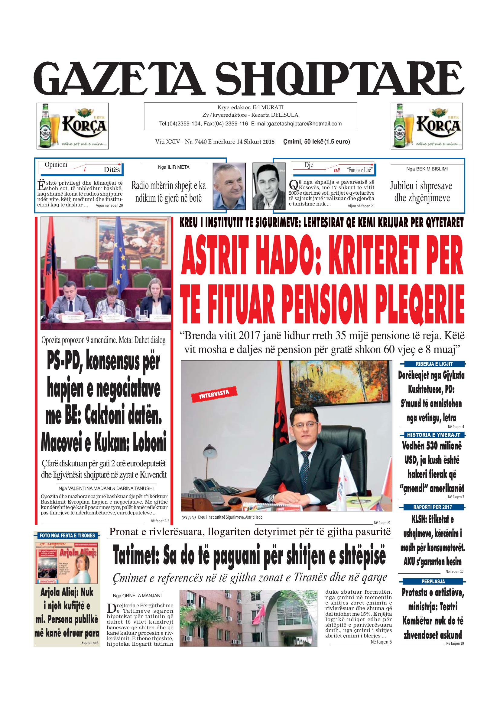 Gazeta Shqiptare 2018-02-14