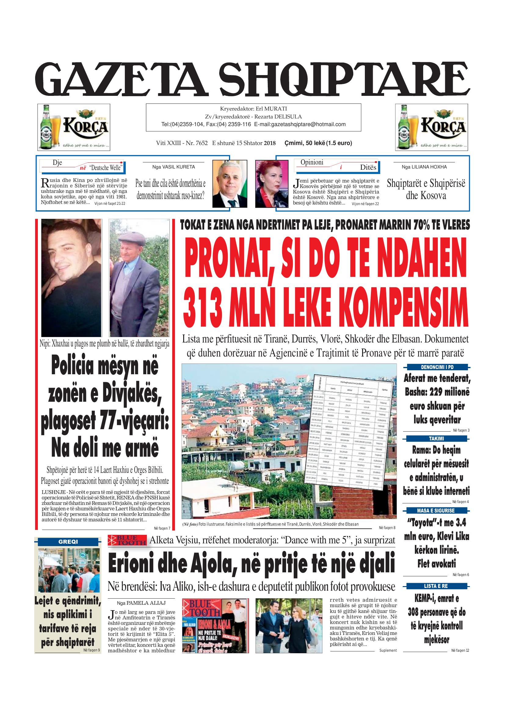 Gazeta Shqiptare 2018-09-15