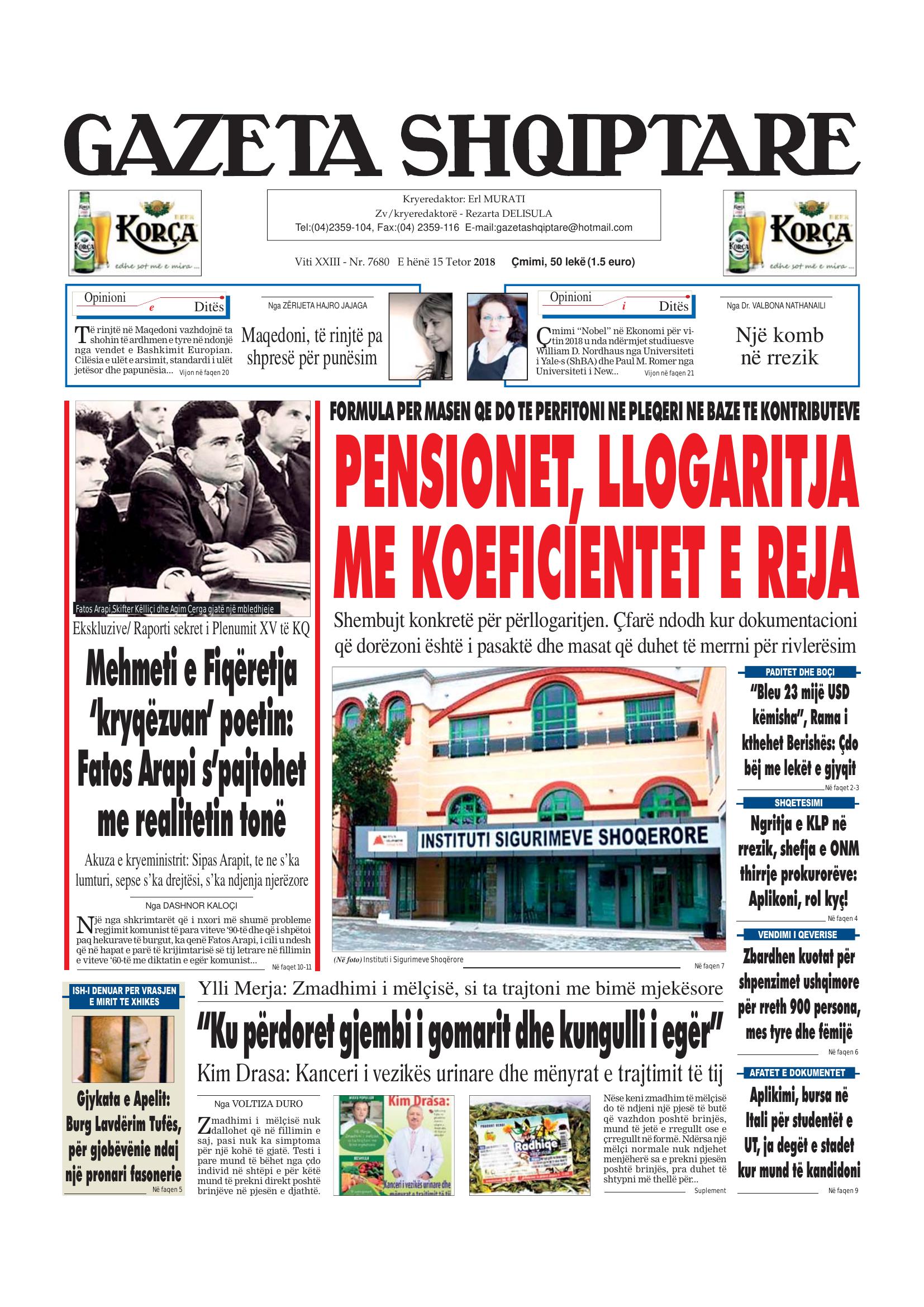 Gazeta Shqiptare 2018-10-15