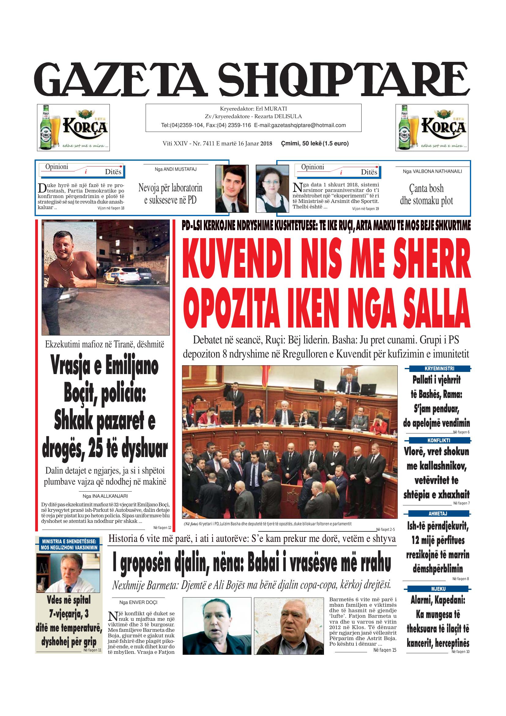 Gazeta Shqiptare 2018-01-16