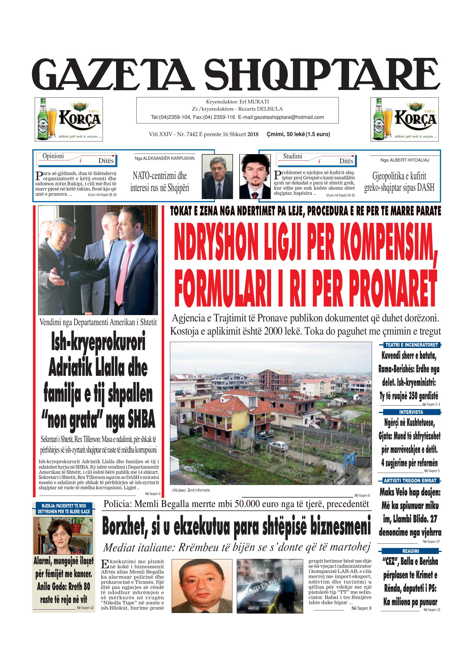 Gazeta Shqiptare 2018-02-16