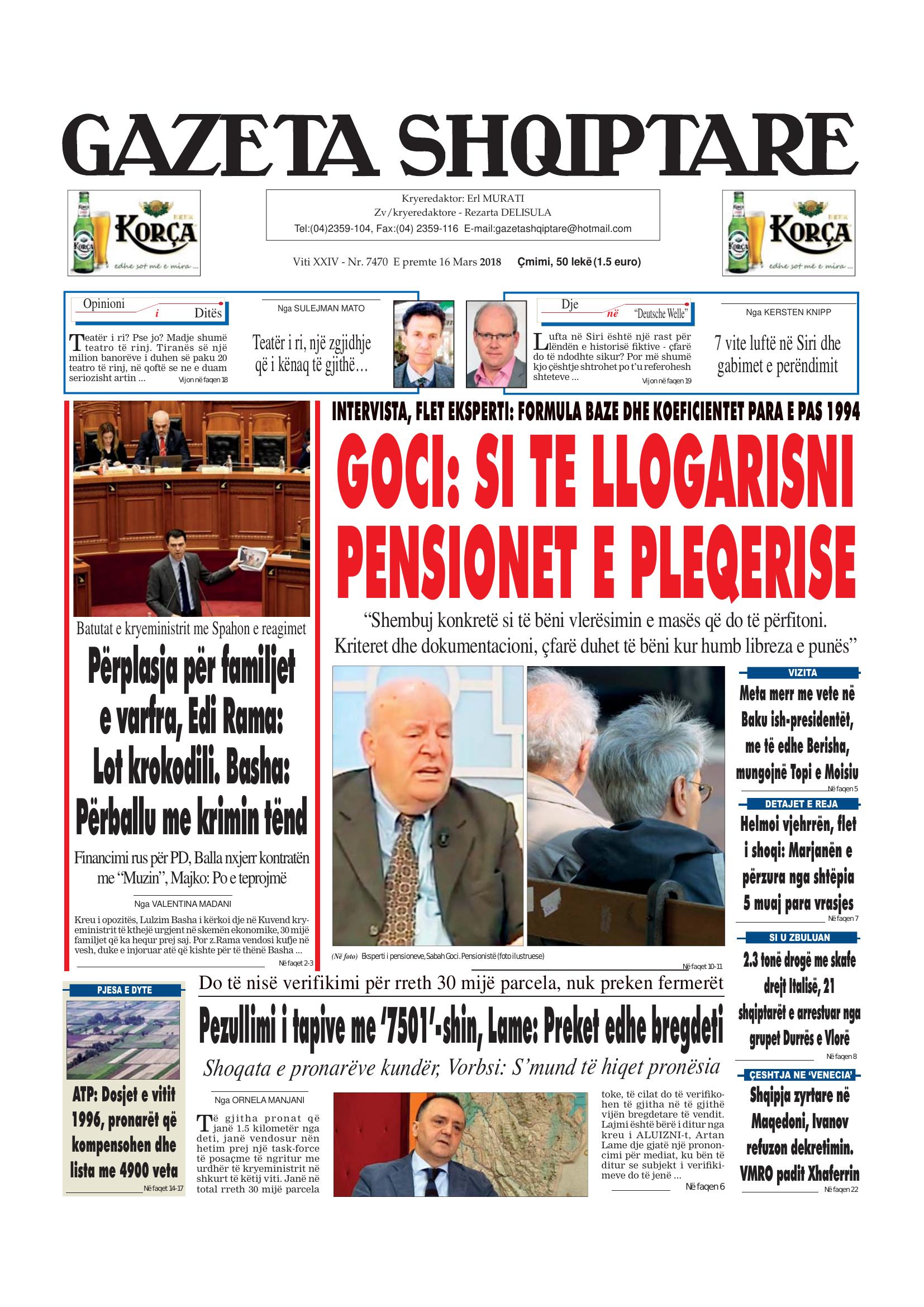 Gazeta Shqiptare 2018-03-16