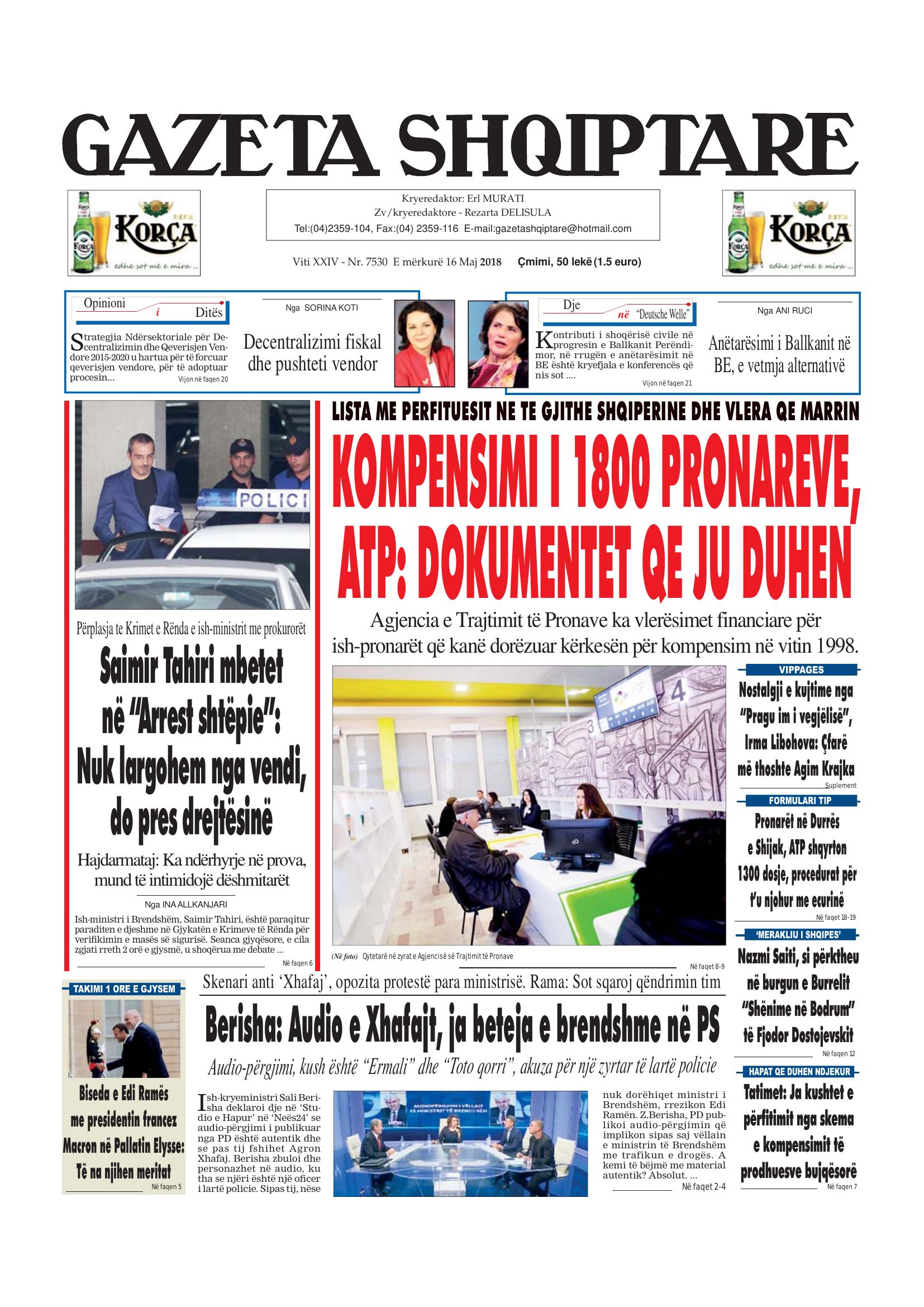 Gazeta Shqiptare 2018-05-16