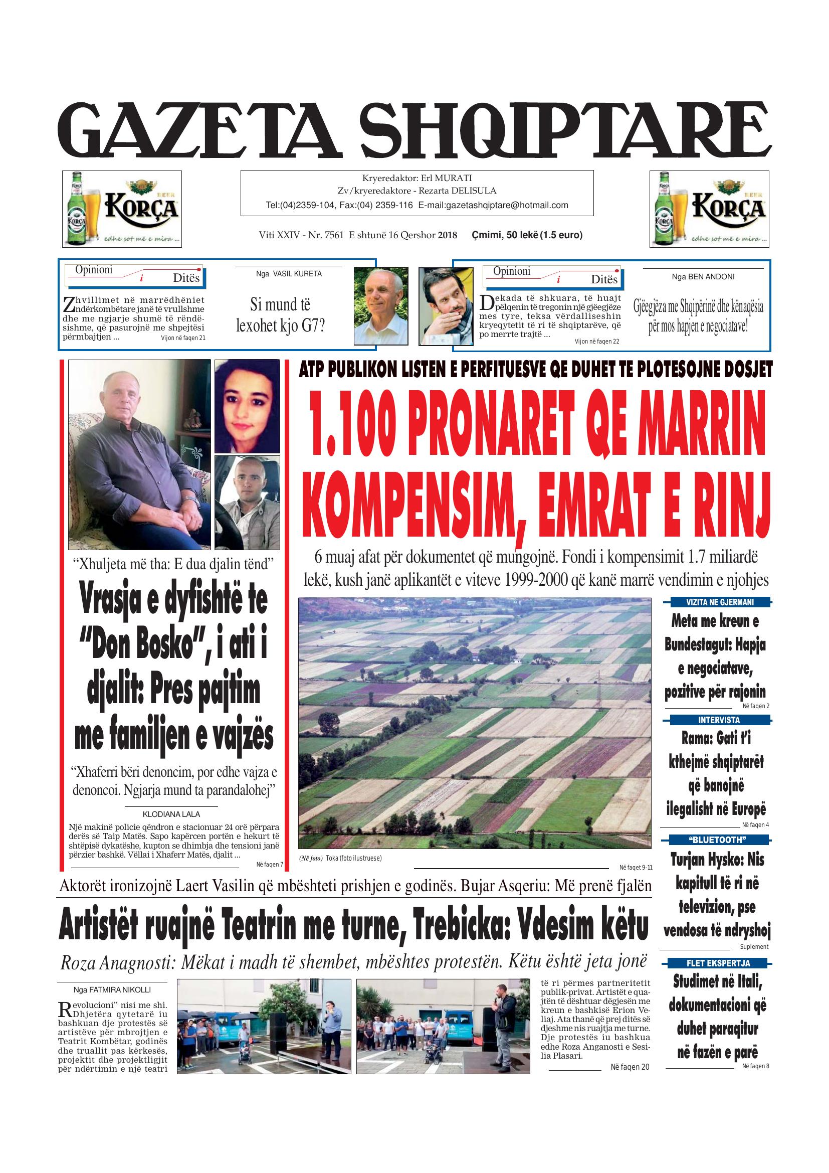 Gazeta Shqiptare 2018-06-16