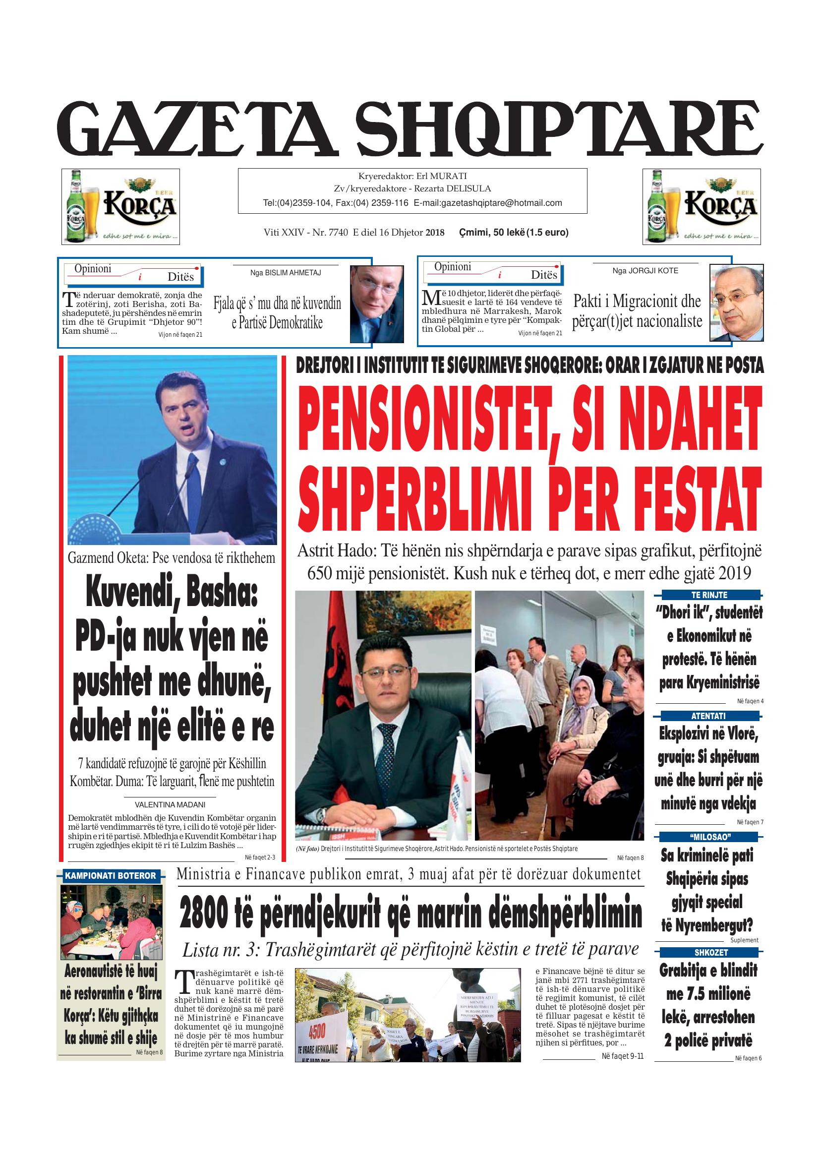 Gazeta Shqiptare 2018-12-16