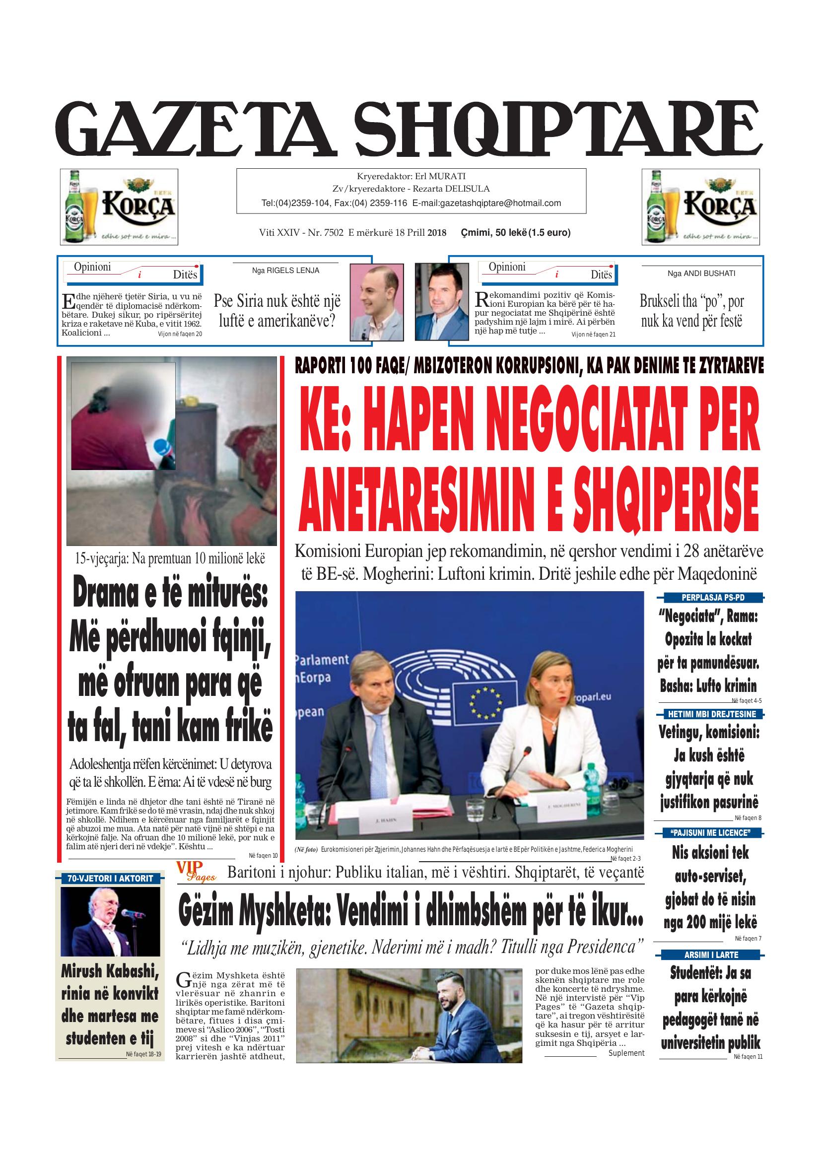 Gazeta Shqiptare 2018-04-18