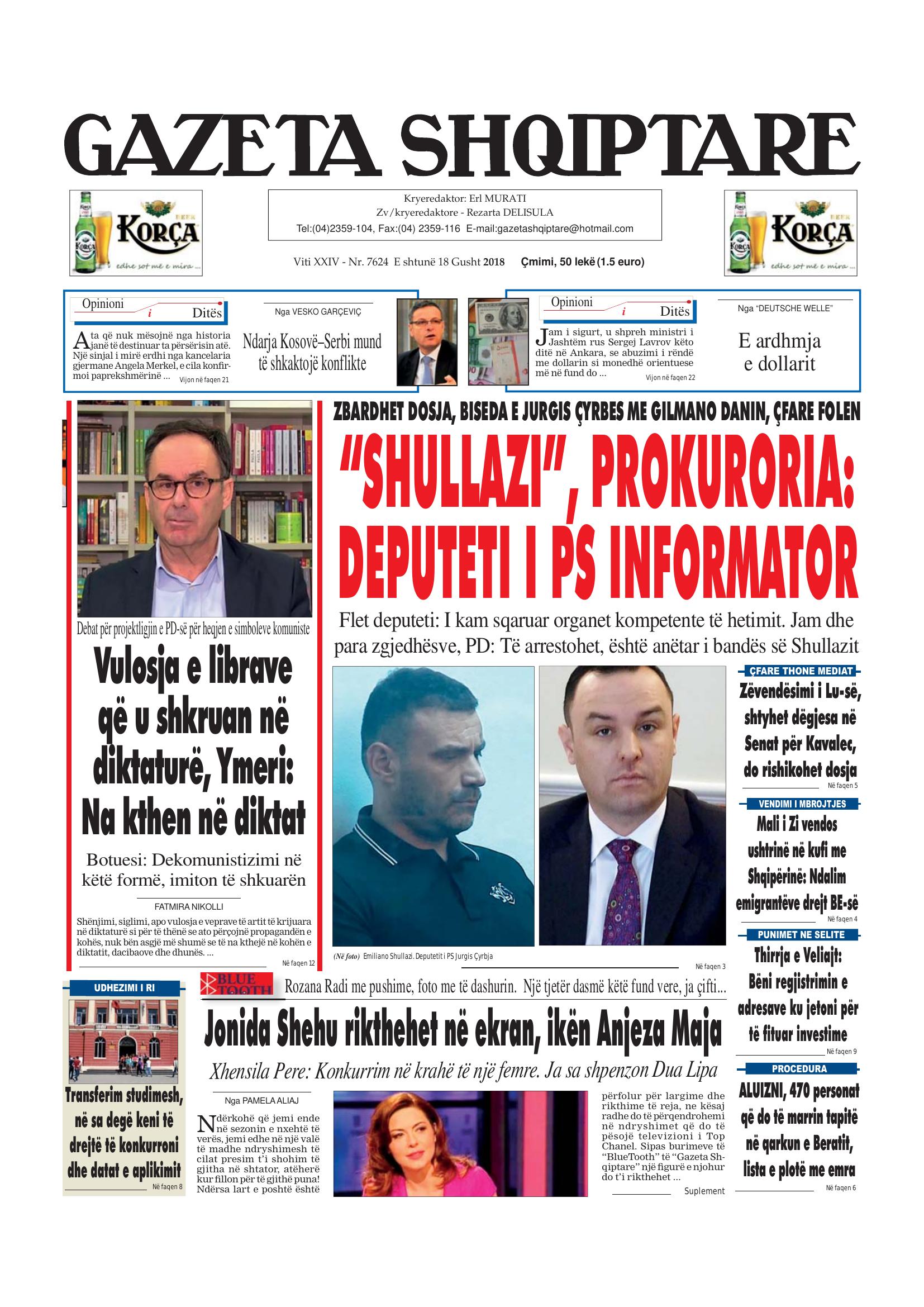 Gazeta Shqiptare 2018-08-18