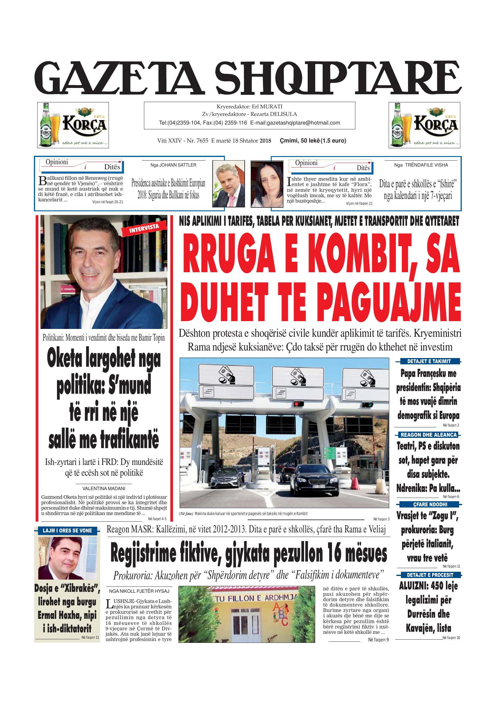 Gazeta Shqiptare 2018-09-18