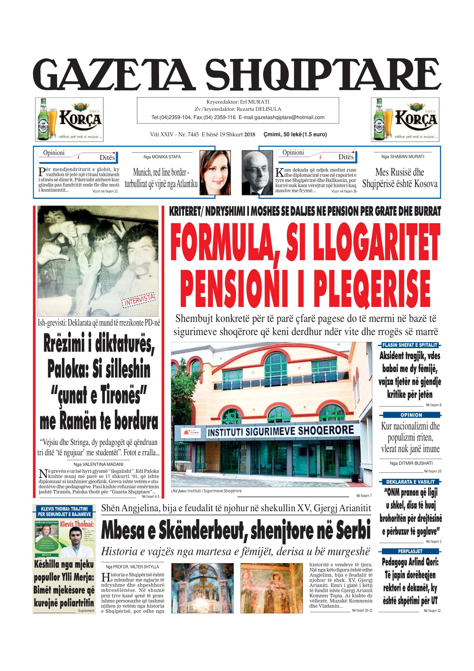 Gazeta Shqiptare 2018-02-19
