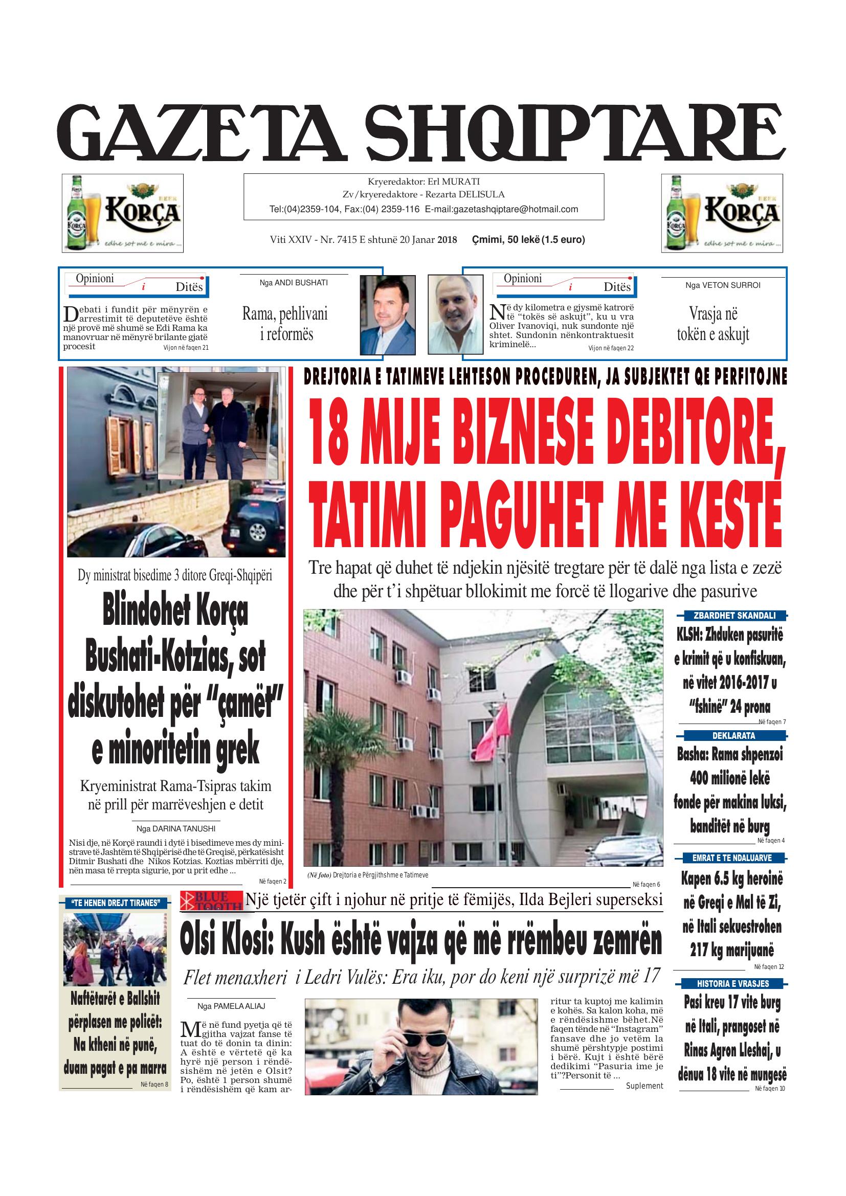 Gazeta Shqiptare 2018-01-20