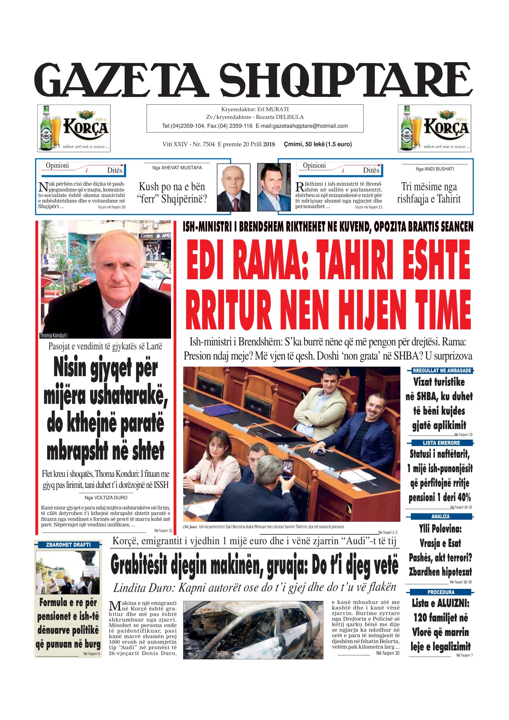 Gazeta Shqiptare 2018-04-20