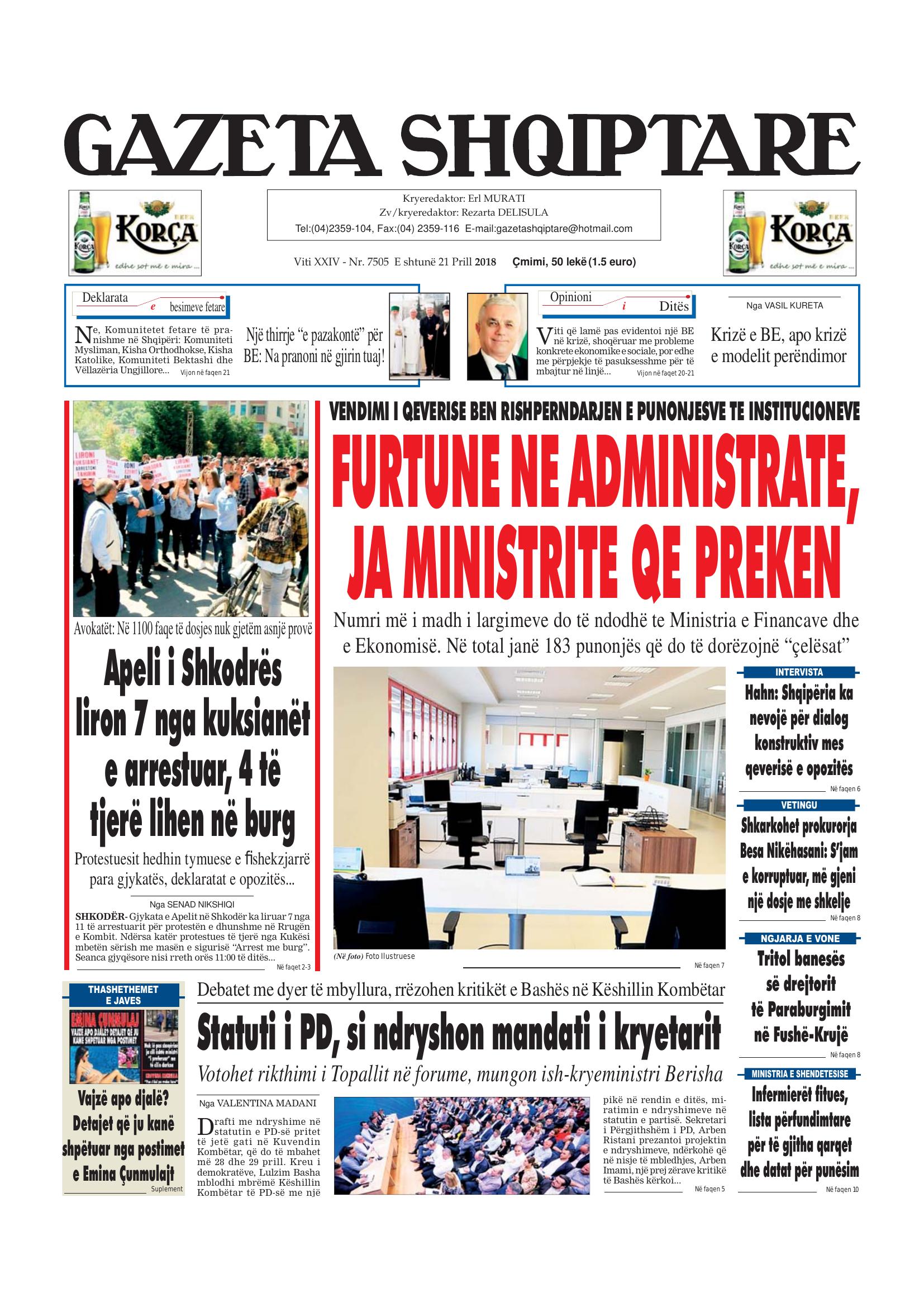 Gazeta Shqiptare 2018-04-21