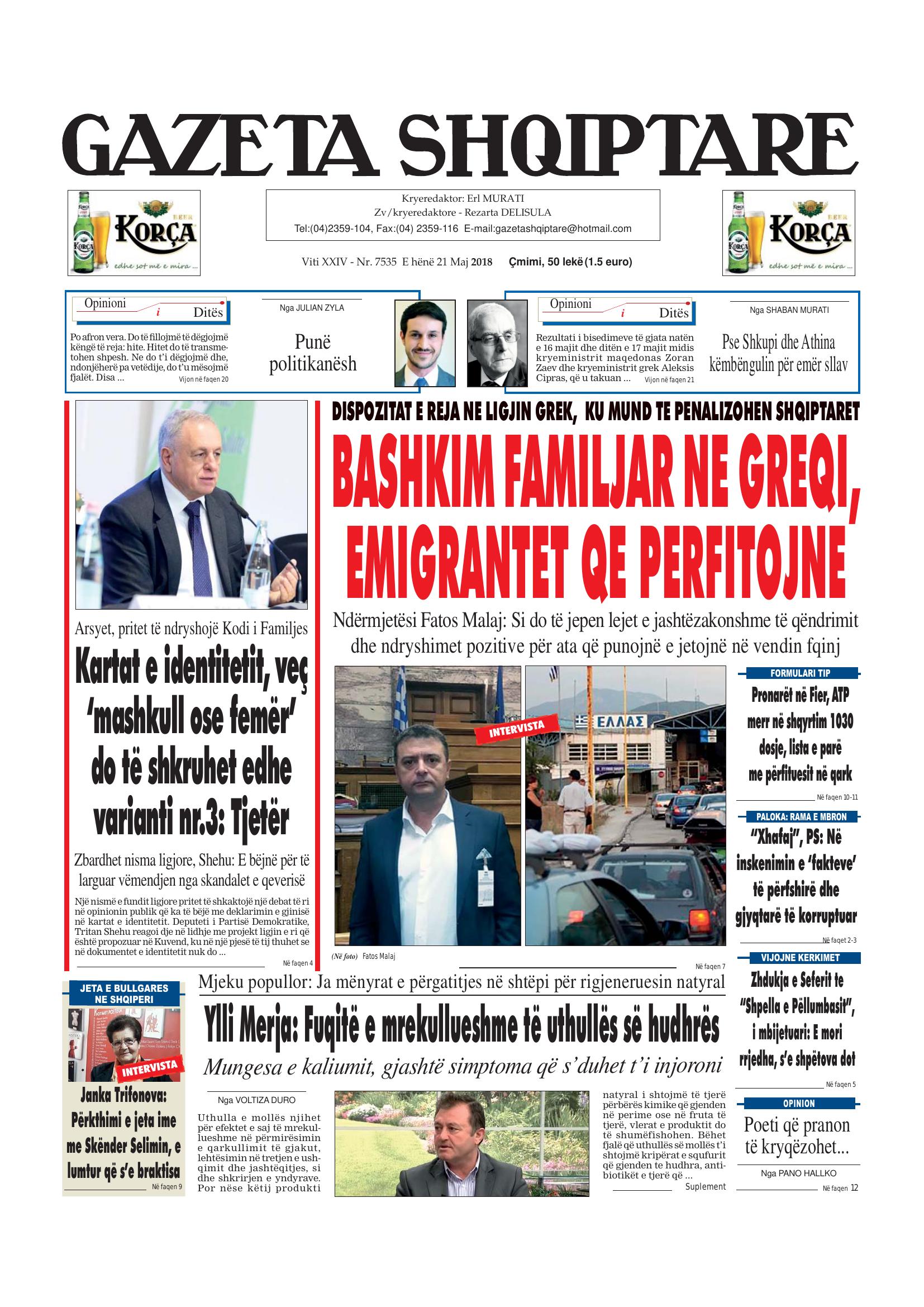 Gazeta Shqiptare 2018-05-21