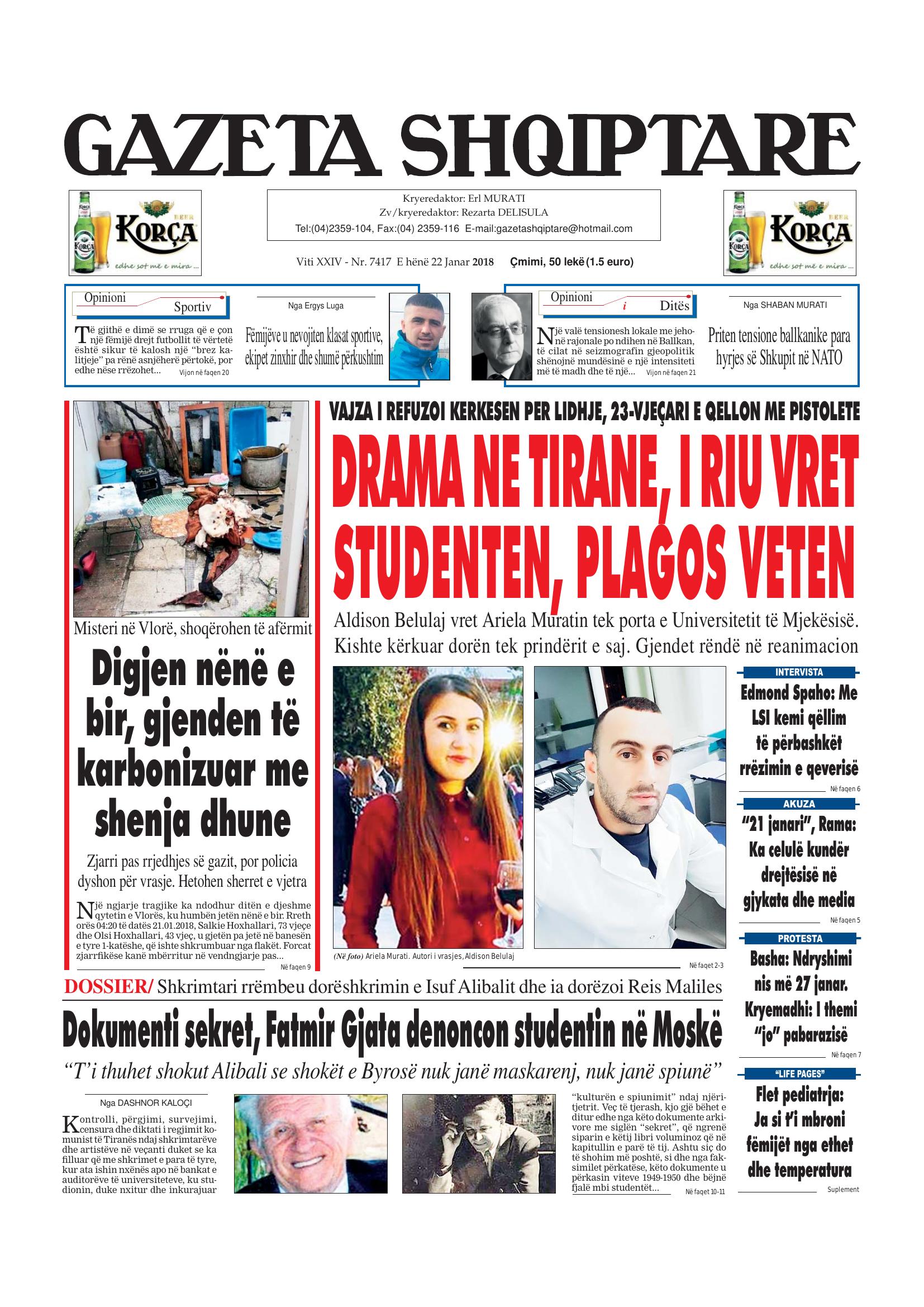 Gazeta Shqiptare 2018-01-22