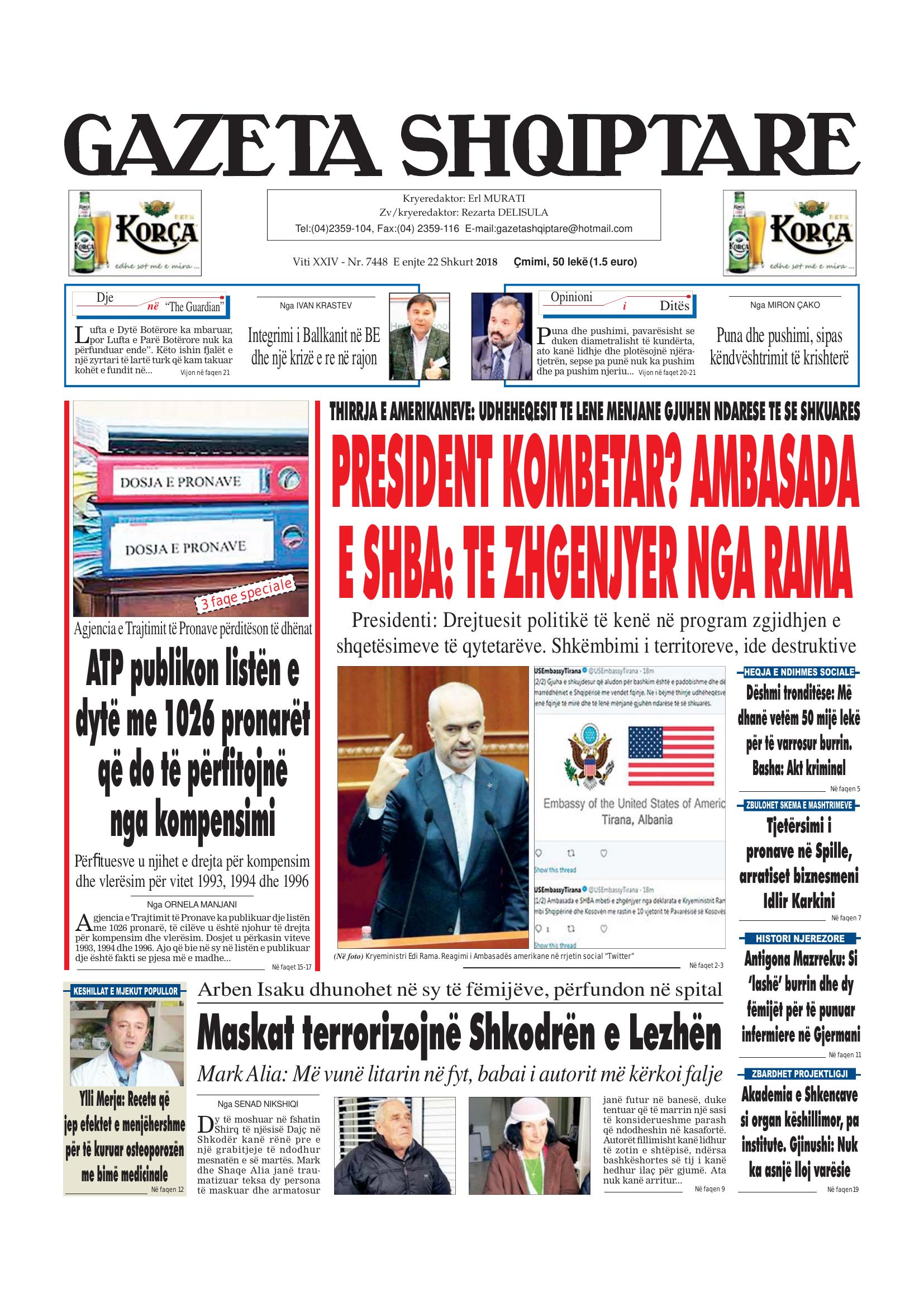 Gazeta Shqiptare 2018-02-22