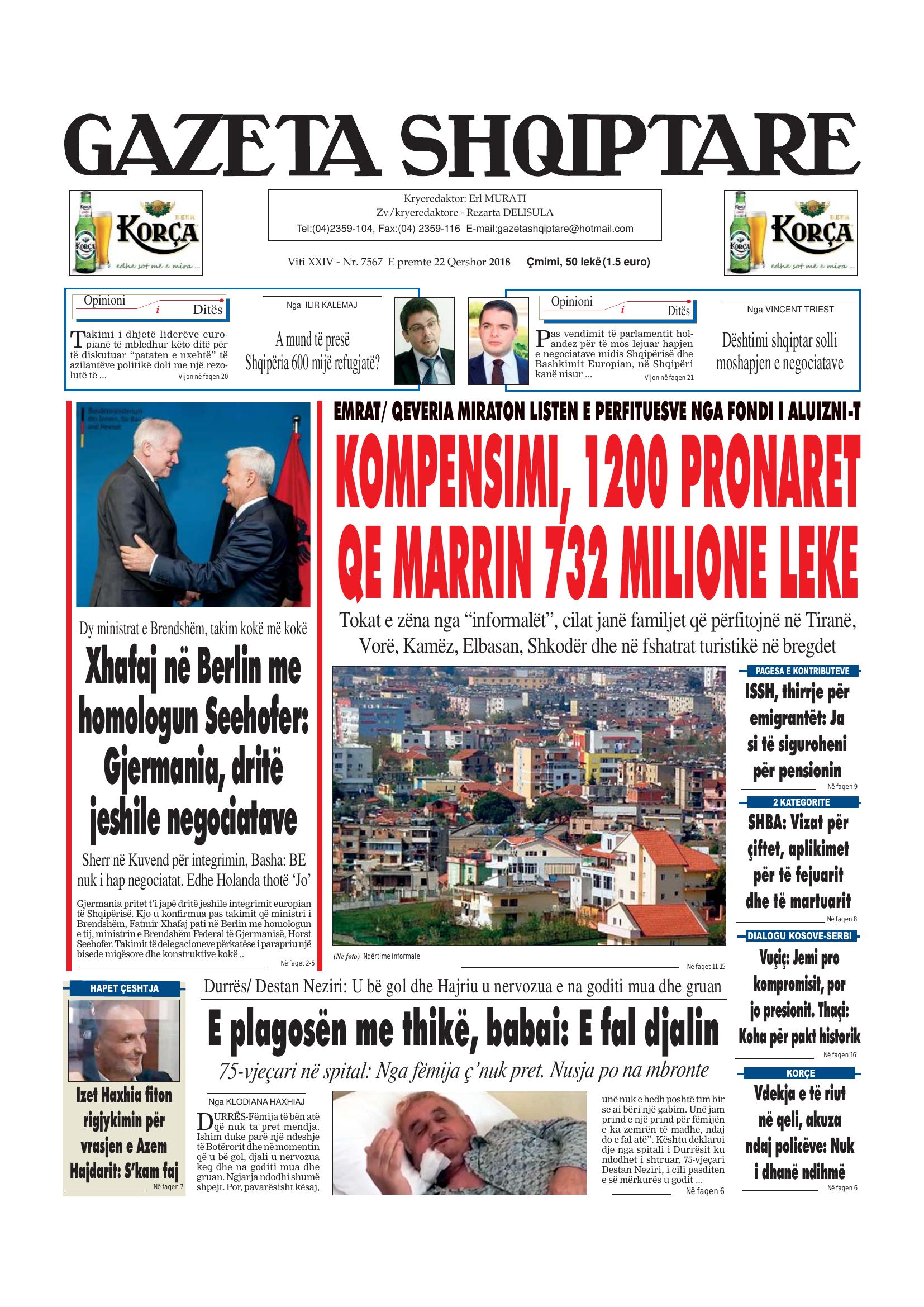Gazeta Shqiptare 2018-06-22