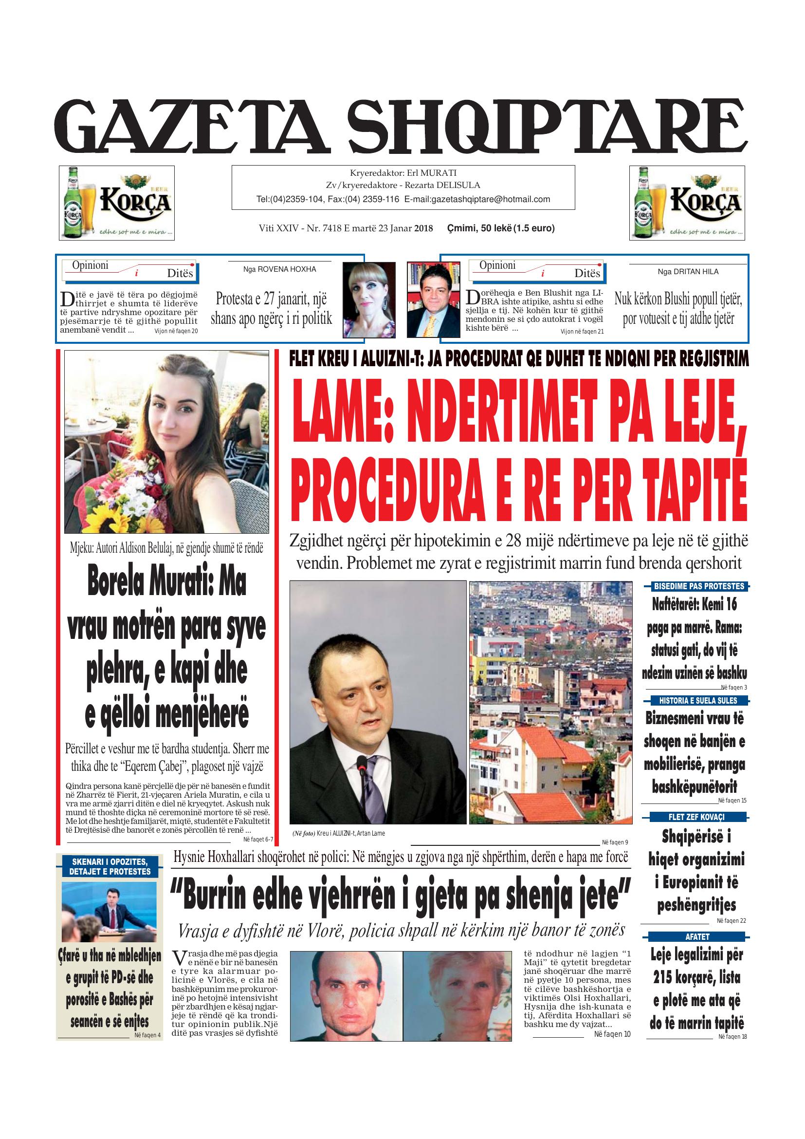 Gazeta Shqiptare 2018-01-23
