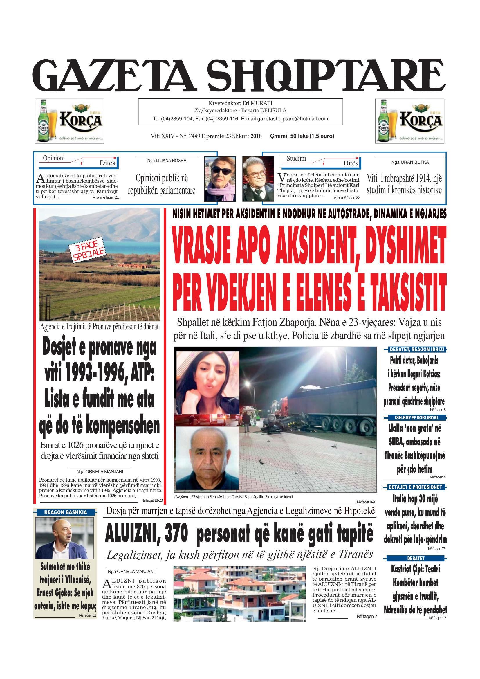 Gazeta Shqiptare 2018-02-23