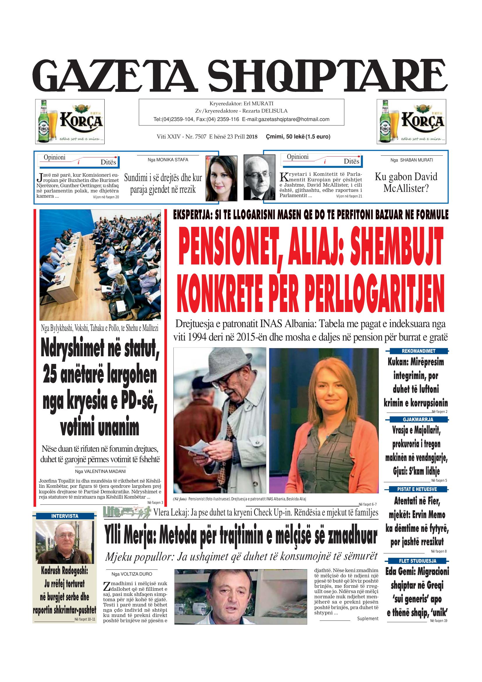 Gazeta Shqiptare 2018-04-23