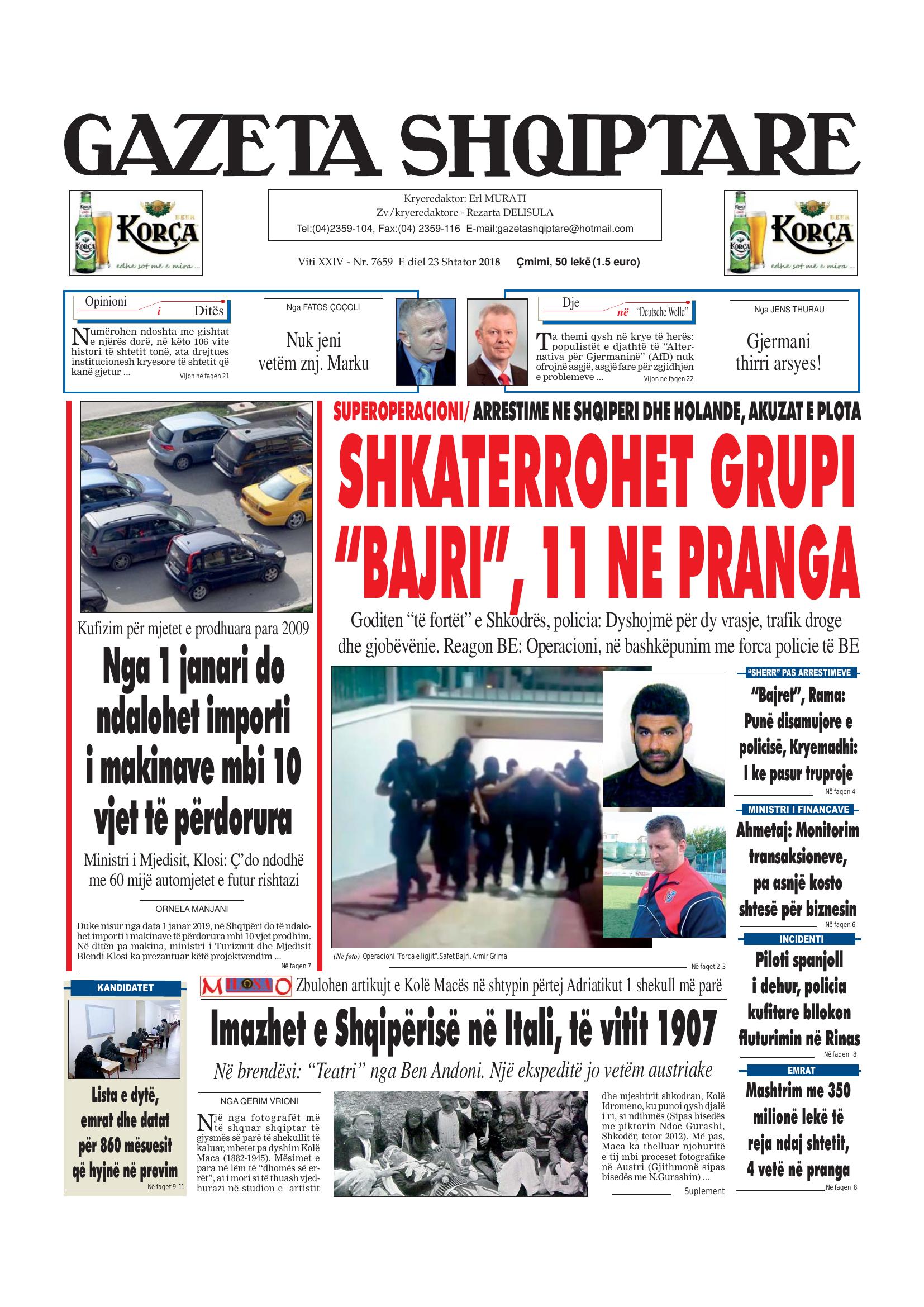 Gazeta Shqiptare 2018-09-23