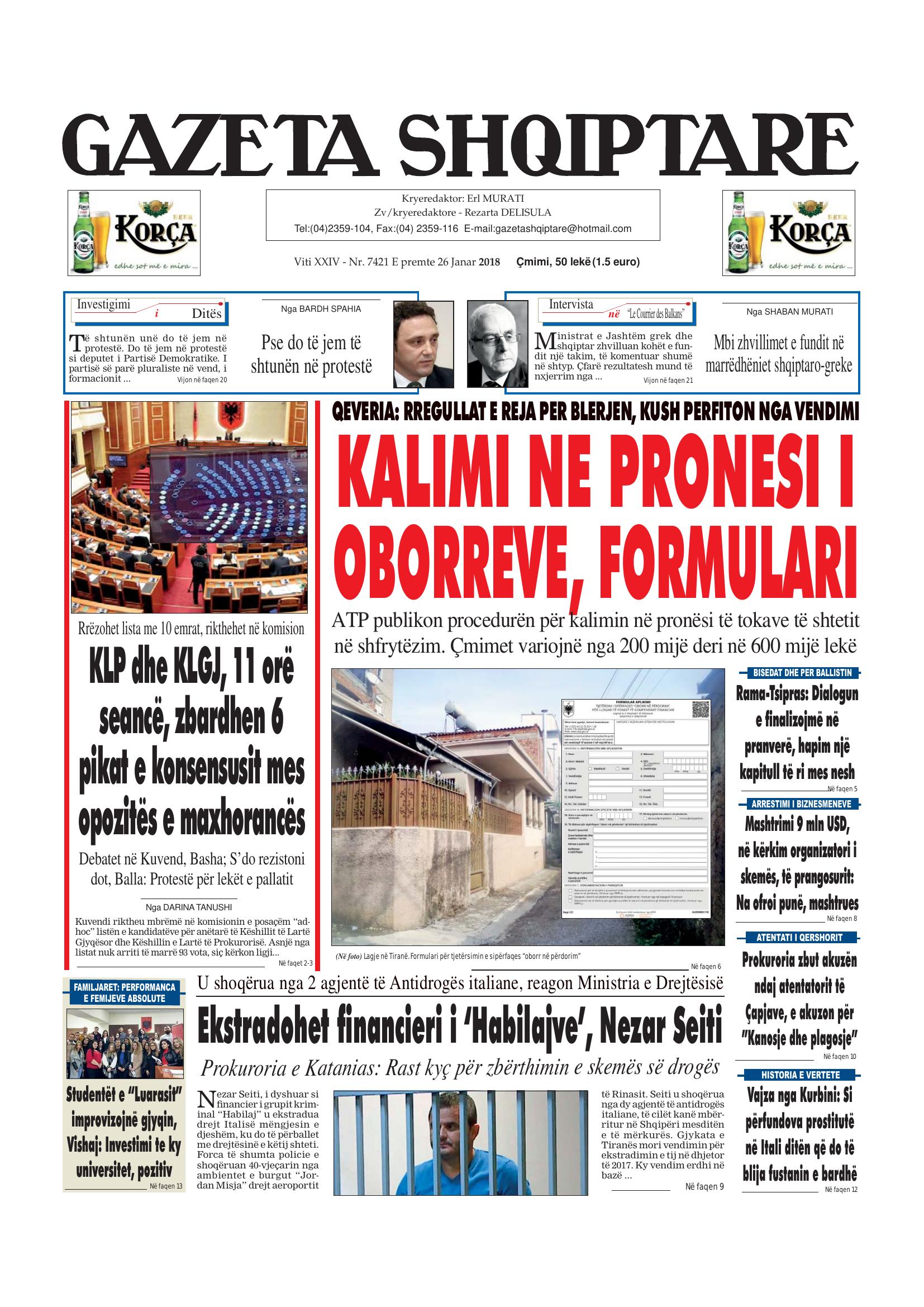 Gazeta Shqiptare 2018-01-26