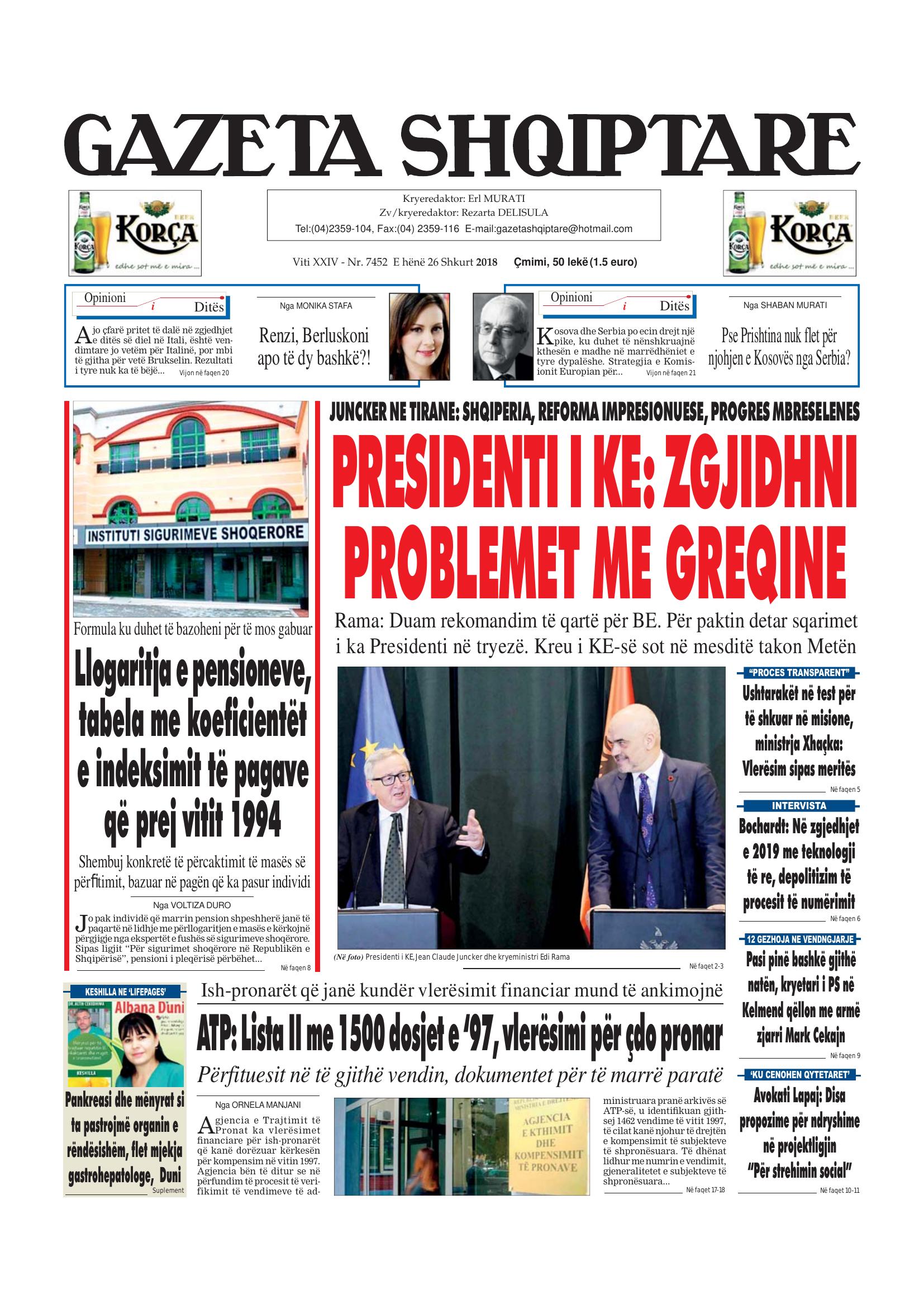 Gazeta Shqiptare 2018-02-26