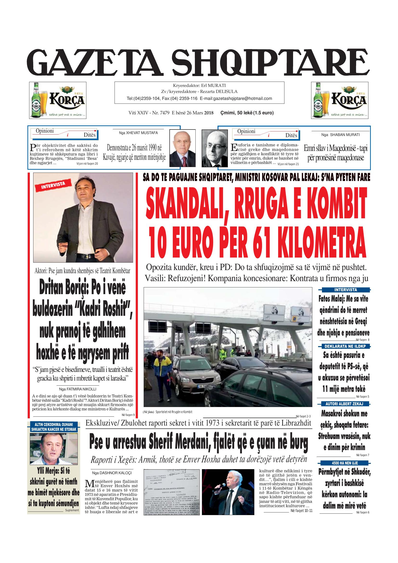 Gazeta Shqiptare 2018-03-26