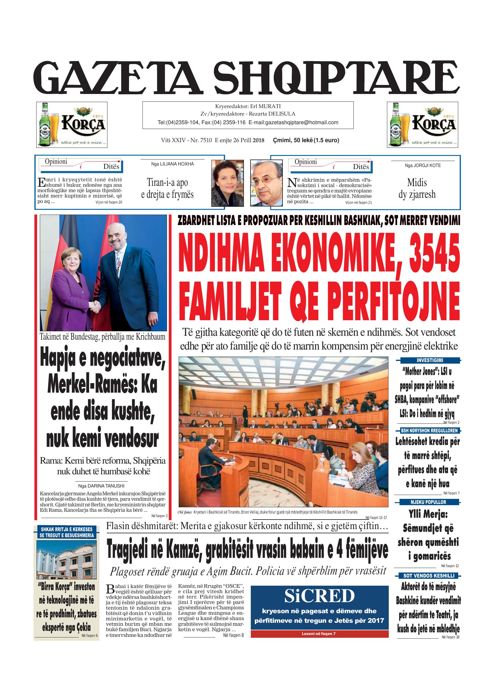 Gazeta Shqiptare 2018-04-26